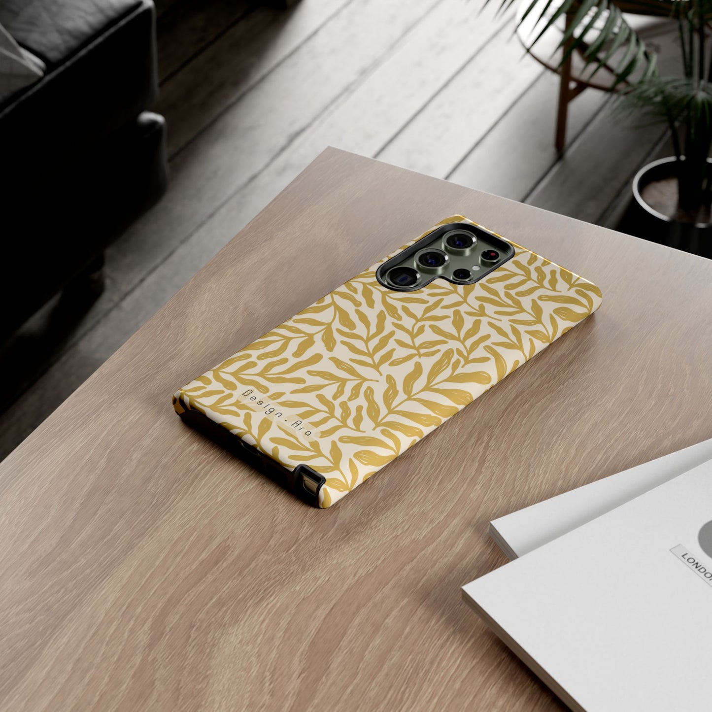 Elegantní květinový odolný telefonní kryt – Pevná ochrana s listovým designem