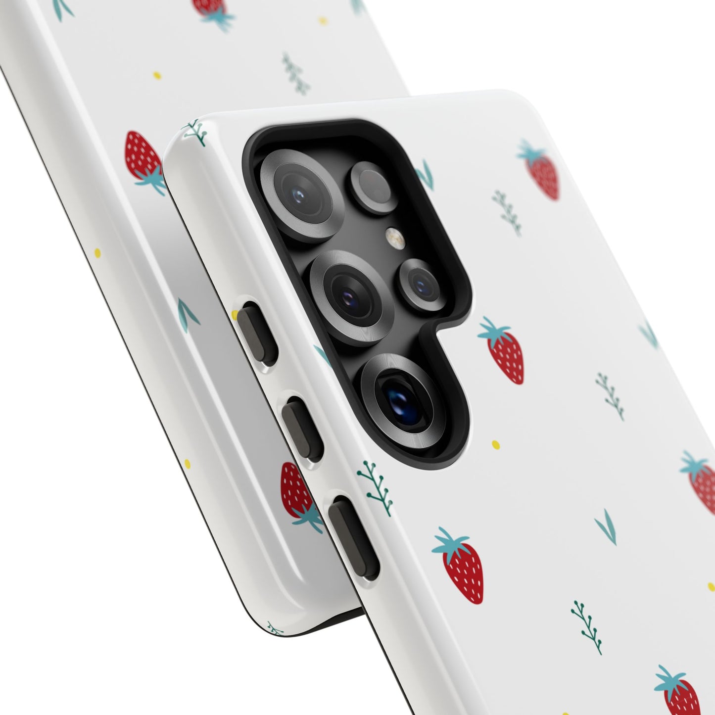 Jahodový design krytu na telefon – odolný a stylový pro milovníky přírody