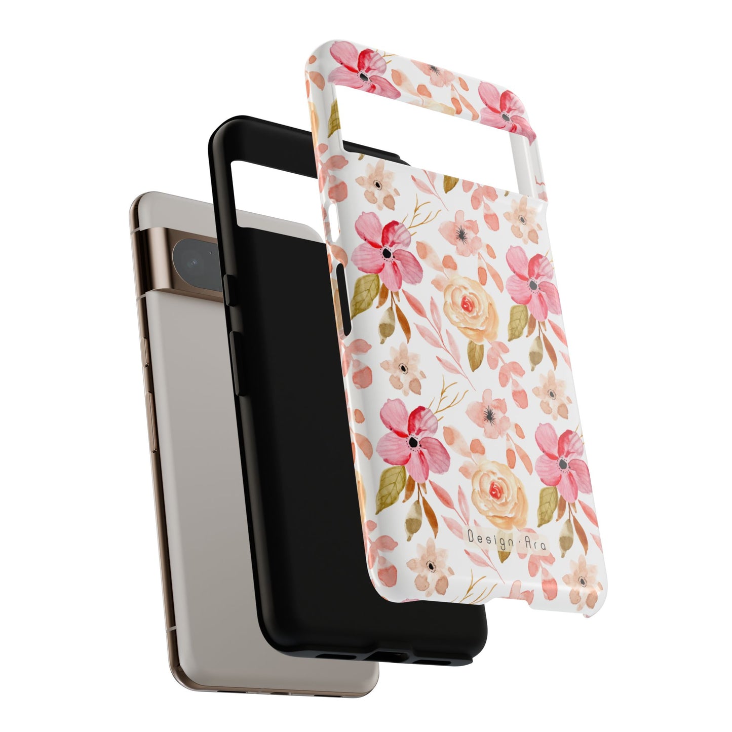 Pevný telefonní kryt s květinovým vzorem a elegantním designem