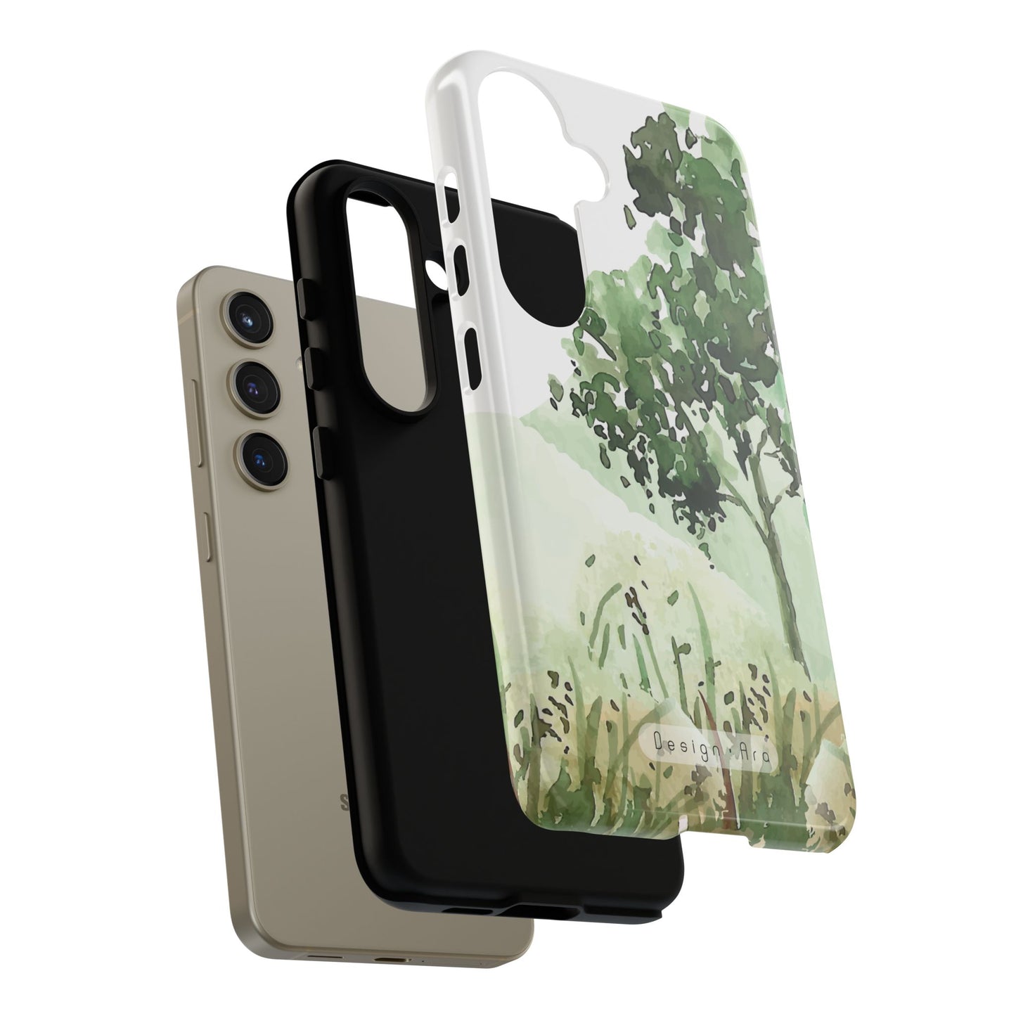 Odolný přírodní obal na telefon – design zelené krajiny