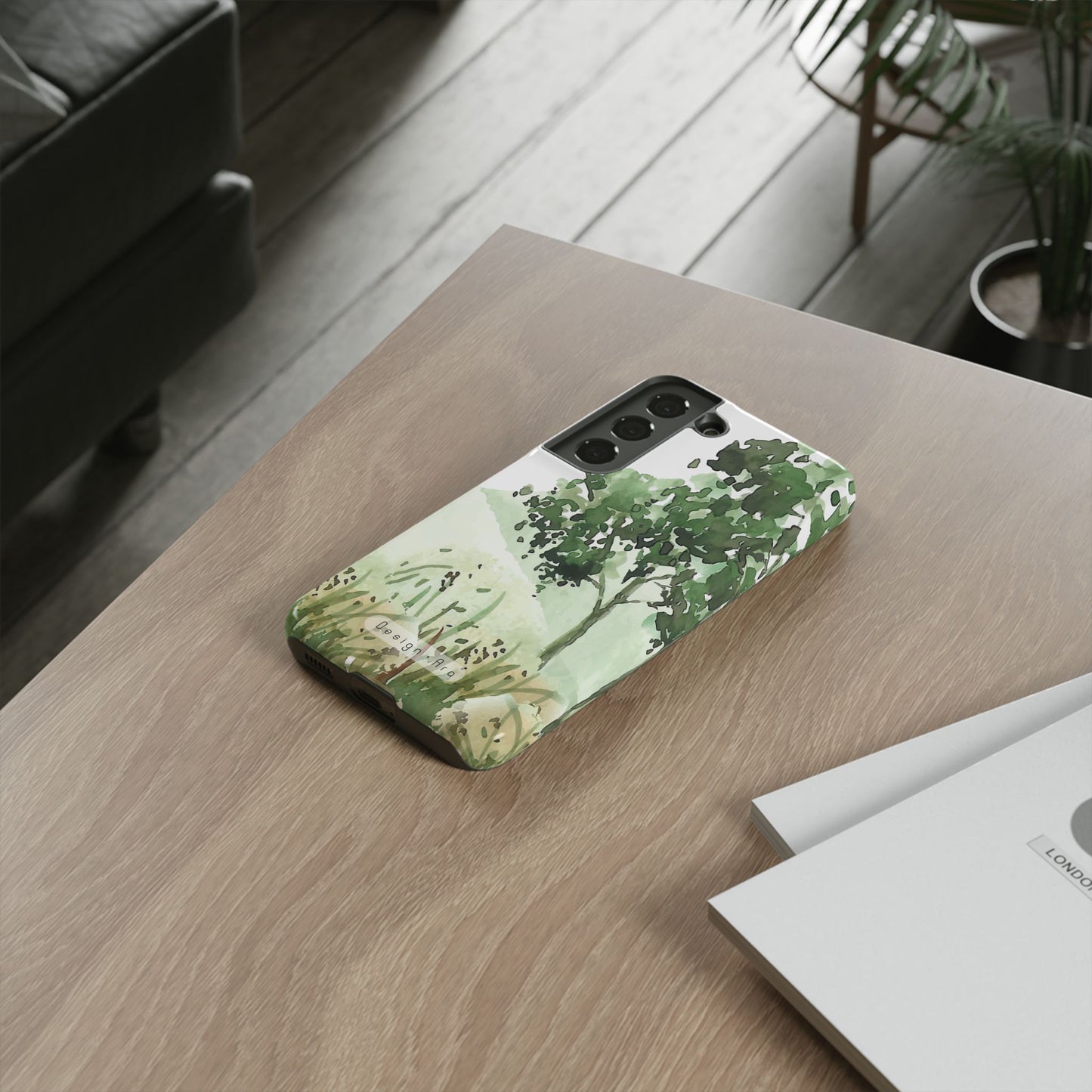 Odolný přírodní obal na telefon – design zelené krajiny