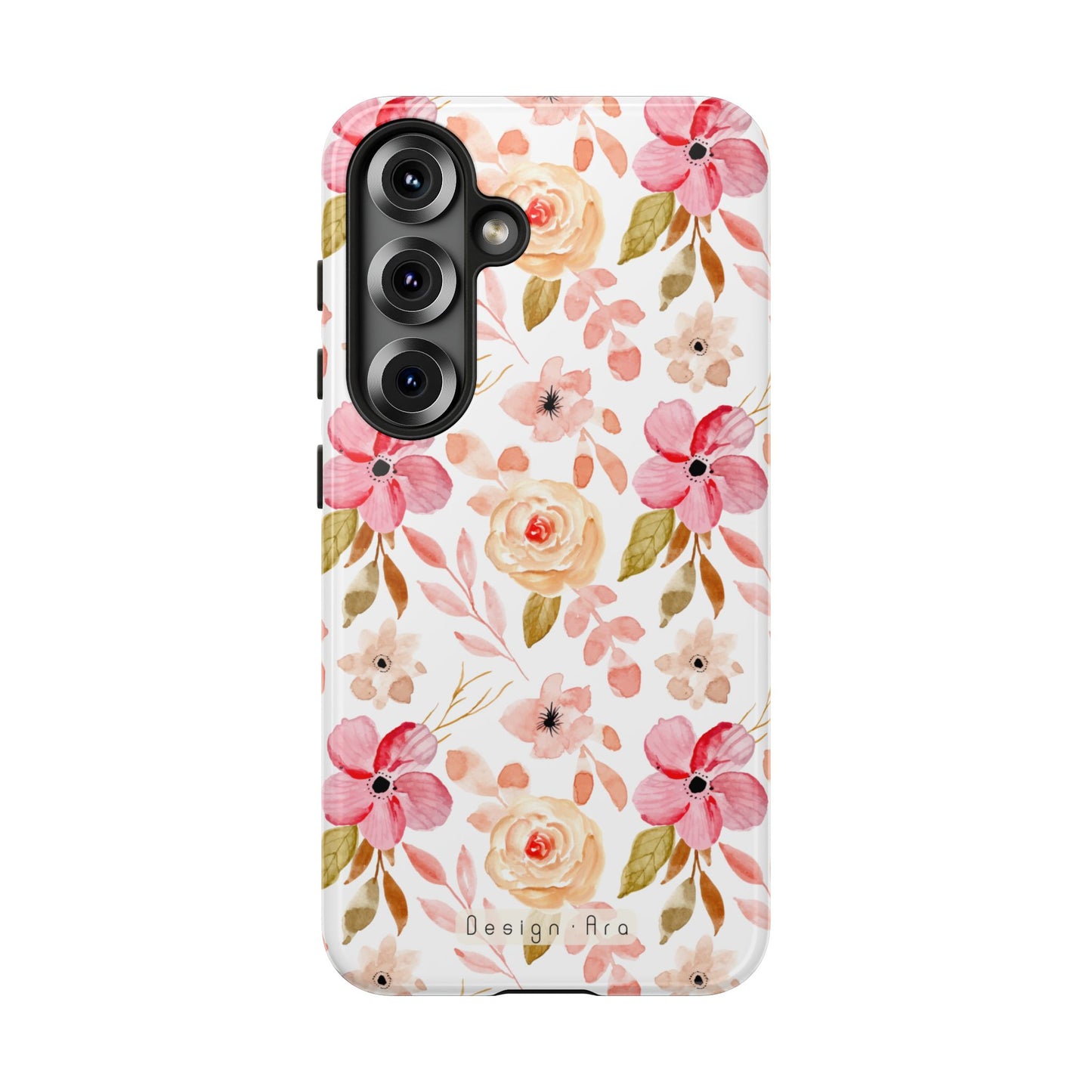Pevný telefonní kryt s květinovým vzorem a elegantním designem