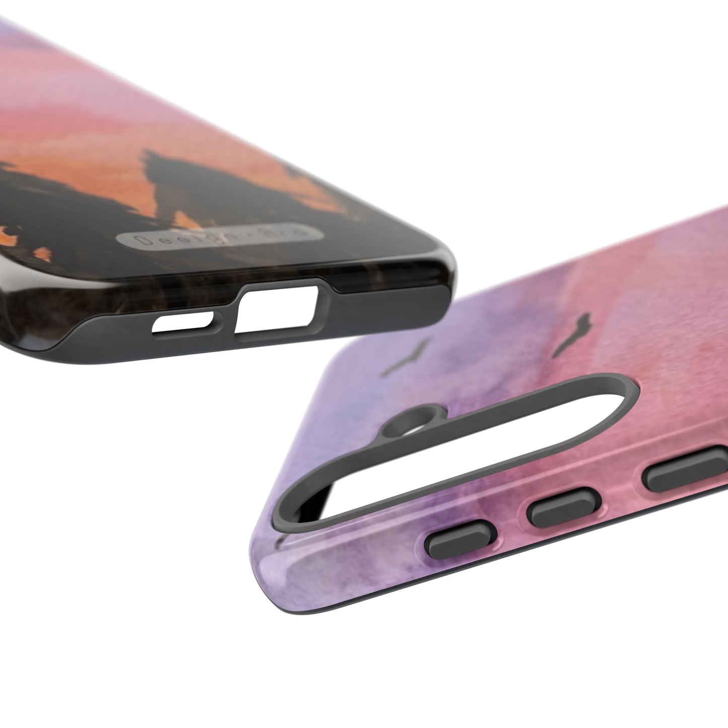 Přírodní obal na telefon – odolné pouzdro s motivem horského západu slunce