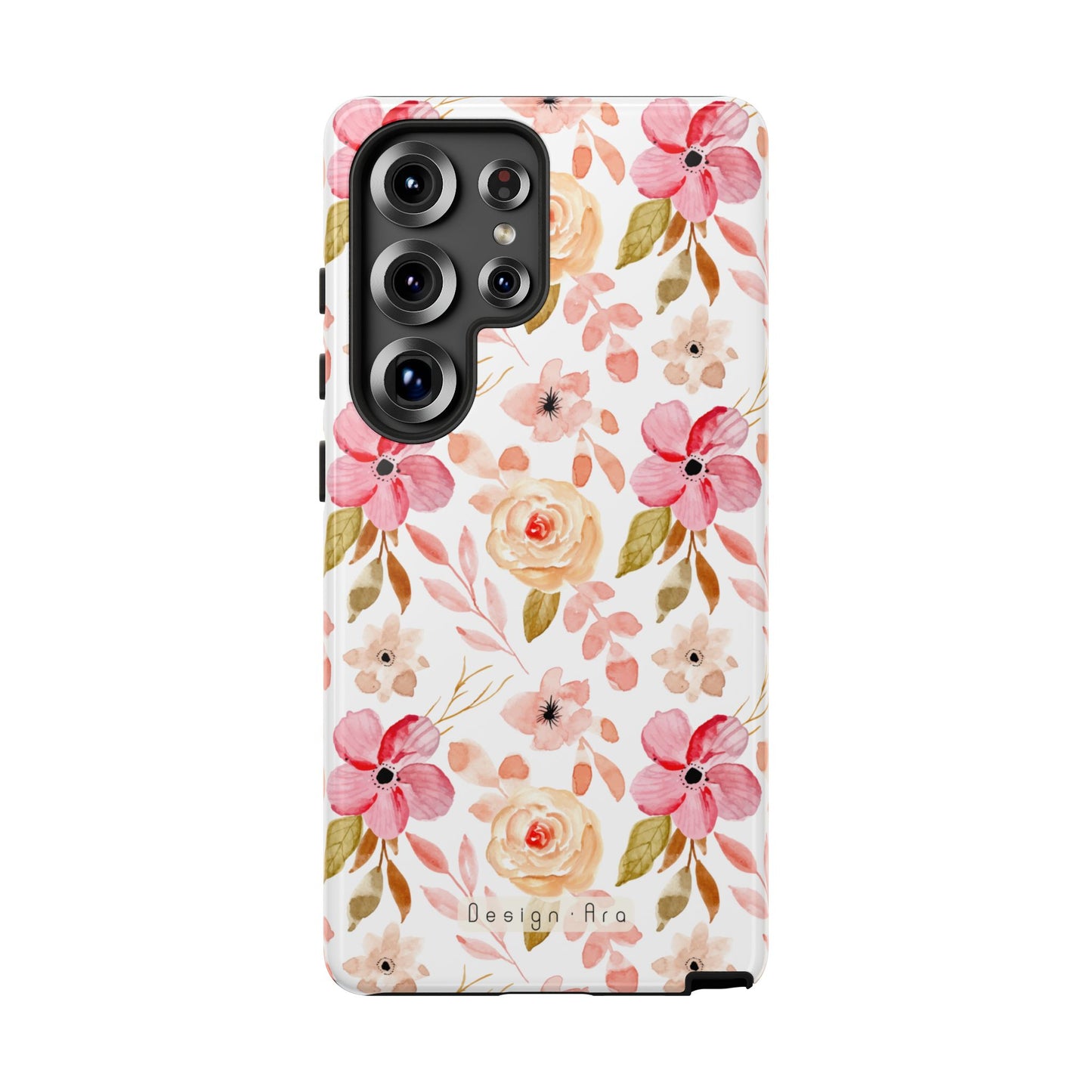 Pevný telefonní kryt s květinovým vzorem a elegantním designem
