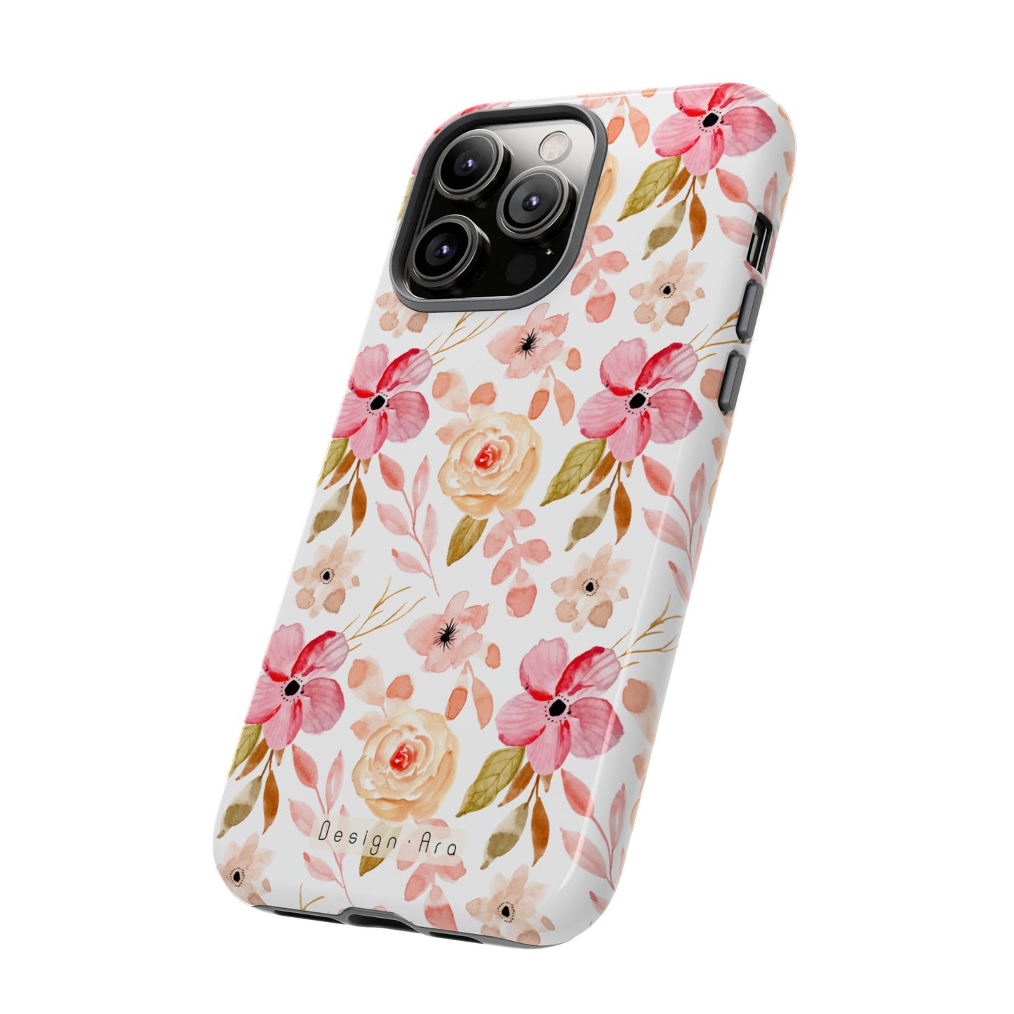 Pevný telefonní kryt s květinovým vzorem a elegantním designem