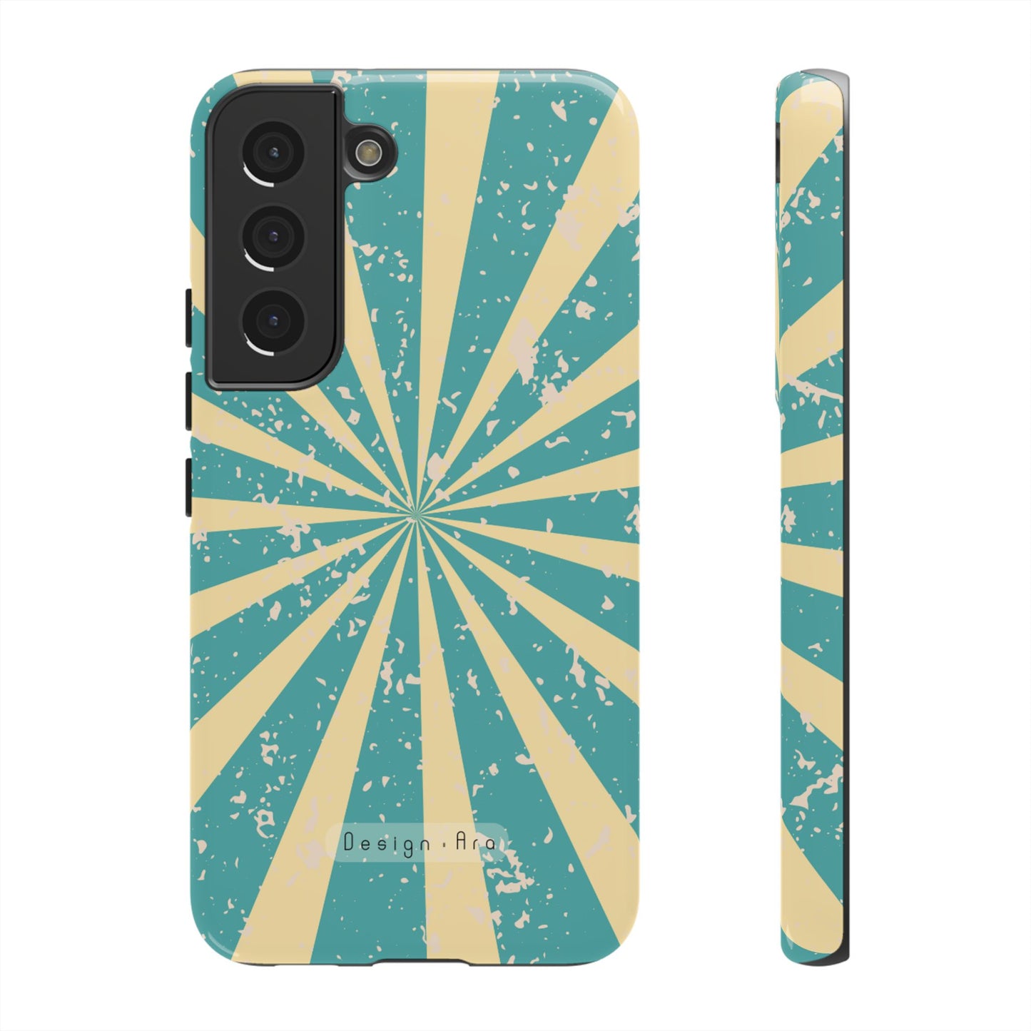 Retro Sunburst tyrkysový obal na telefon – odolný kryt pro spolehlivou ochranu telefonu