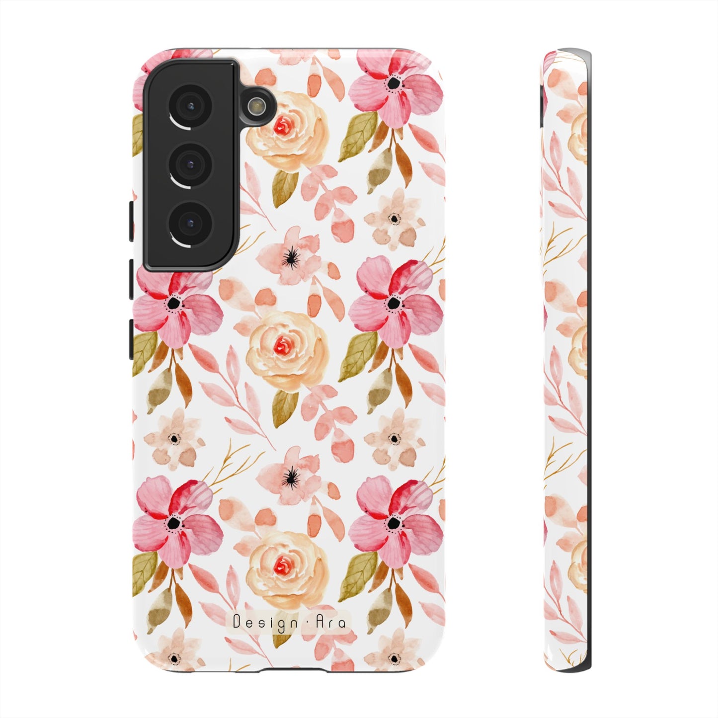 Pevný telefonní kryt s květinovým vzorem a elegantním designem