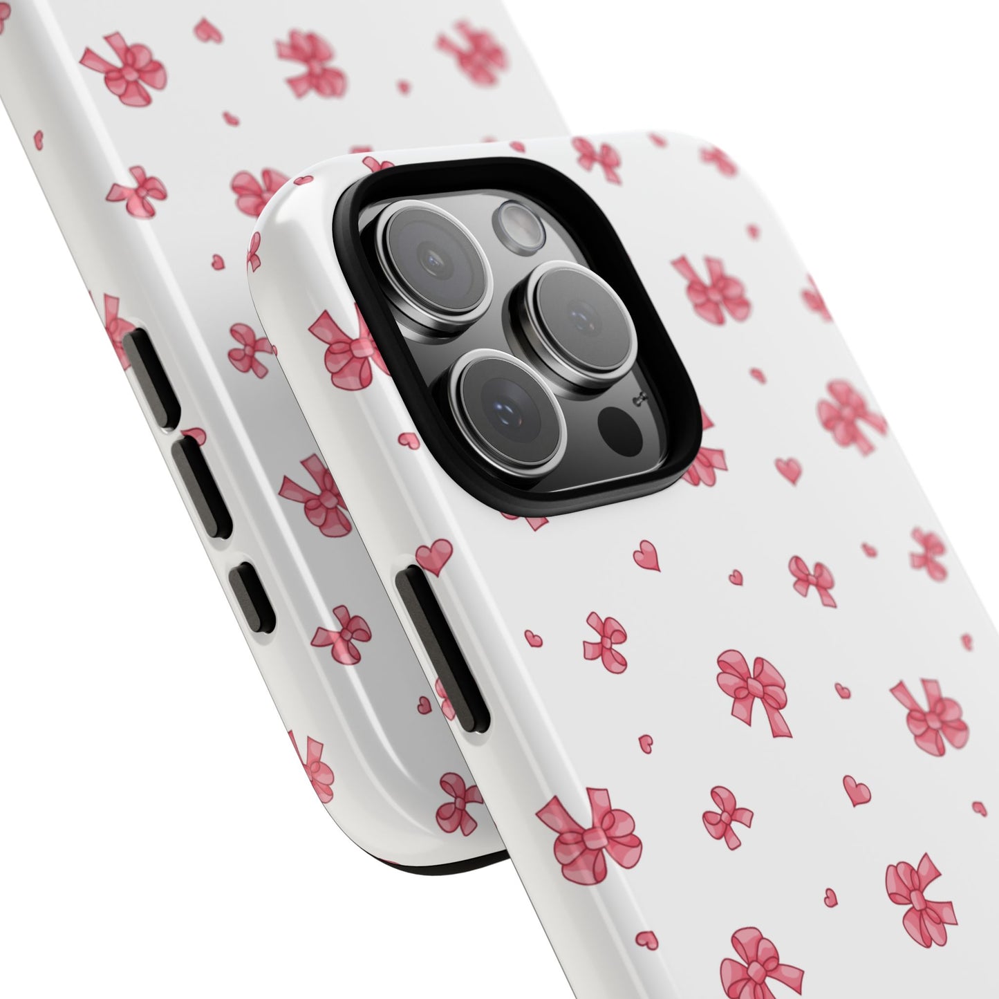Kryt na iPhone s roztomilými růžovými mašlemi – odolný obal, dárek k narozeninám, stylový doplněk, květinový kryt na telefon, tip na Valentýna