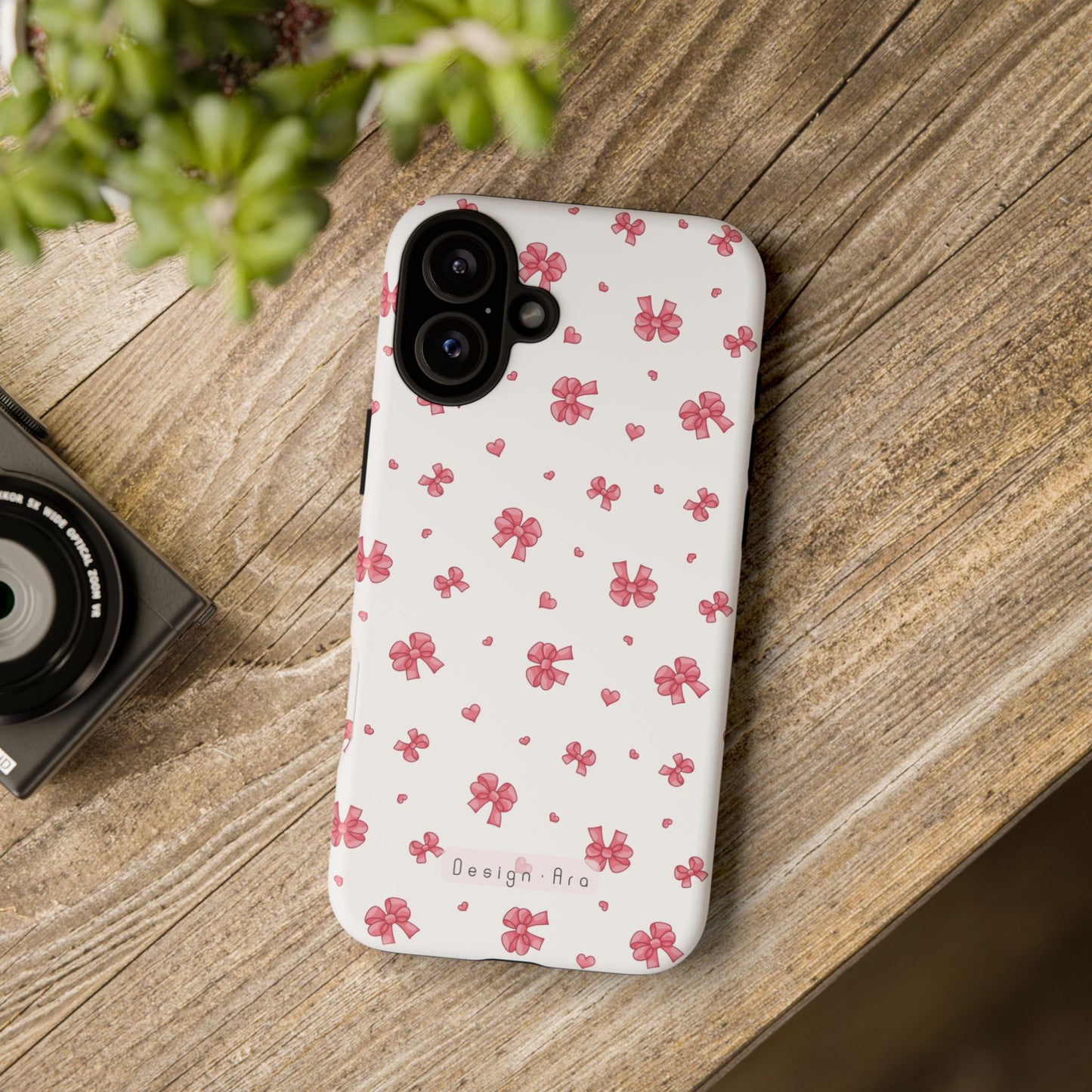 Kryt na iPhone s roztomilými růžovými mašlemi – odolný obal, dárek k narozeninám, stylový doplněk, květinový kryt na telefon, tip na Valentýna