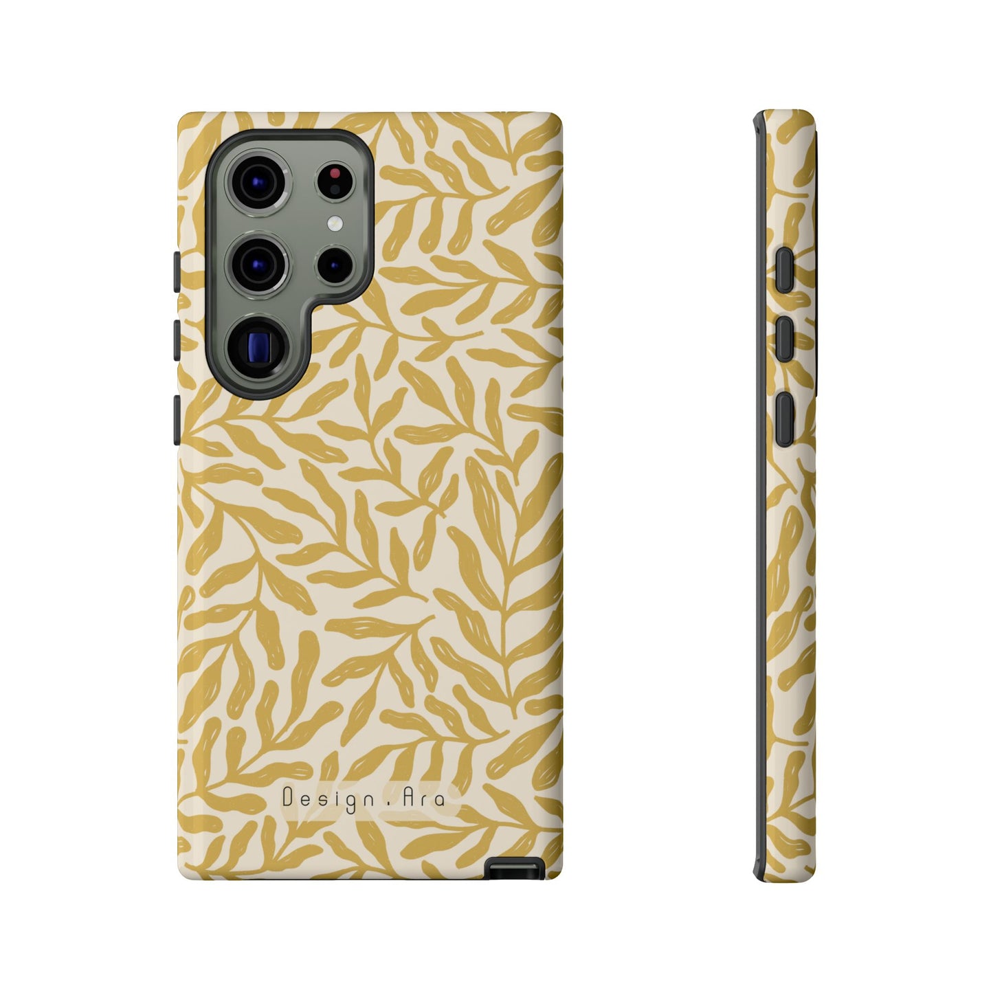 Elegantní květinový odolný telefonní kryt – Pevná ochrana s listovým designem