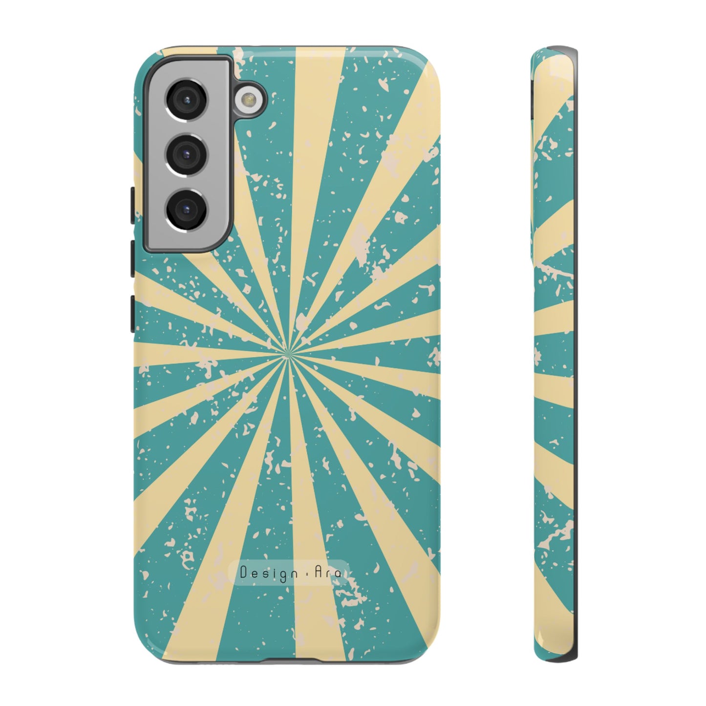 Retro Sunburst tyrkysový obal na telefon – odolný kryt pro spolehlivou ochranu telefonu