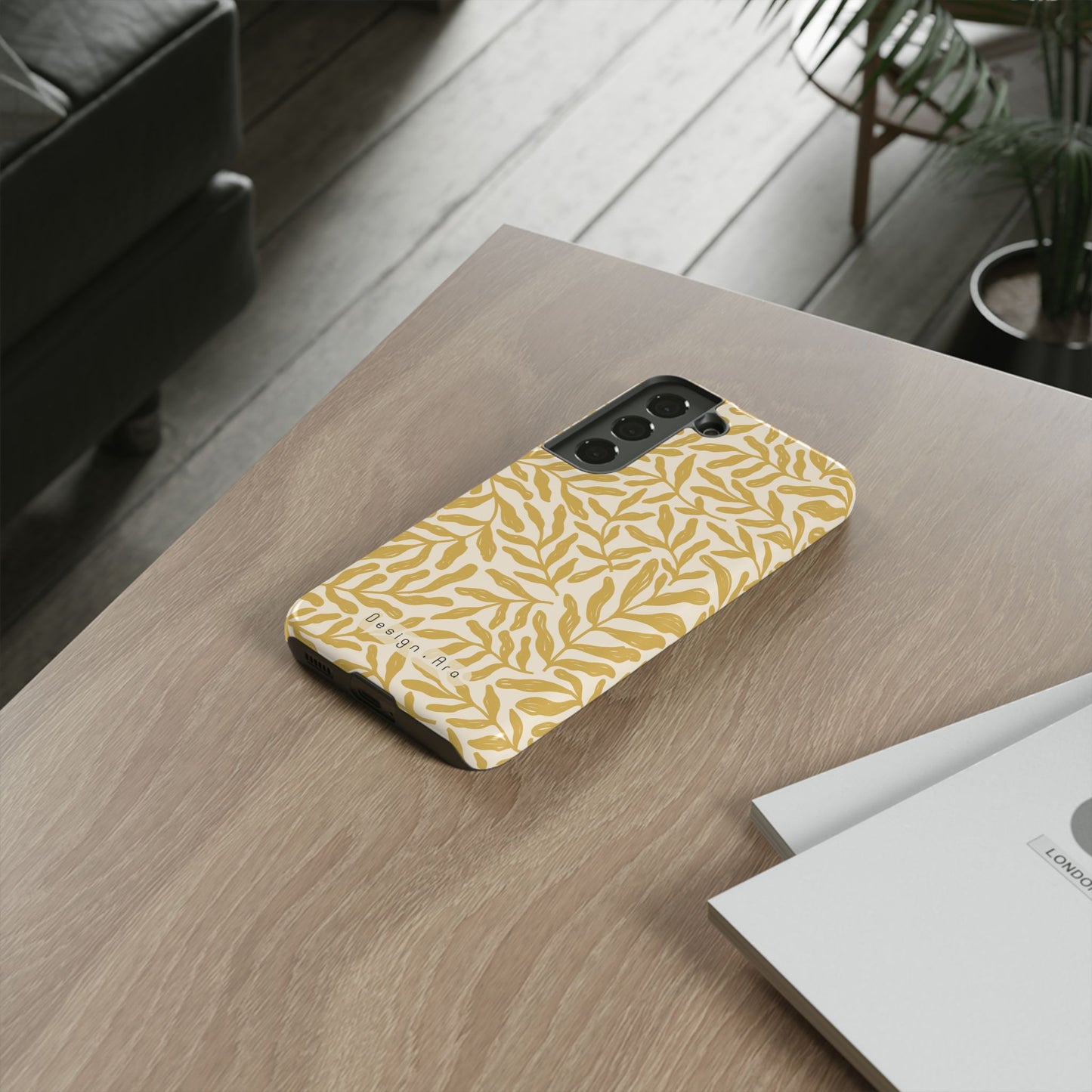 Elegantní květinový odolný telefonní kryt – Pevná ochrana s listovým designem