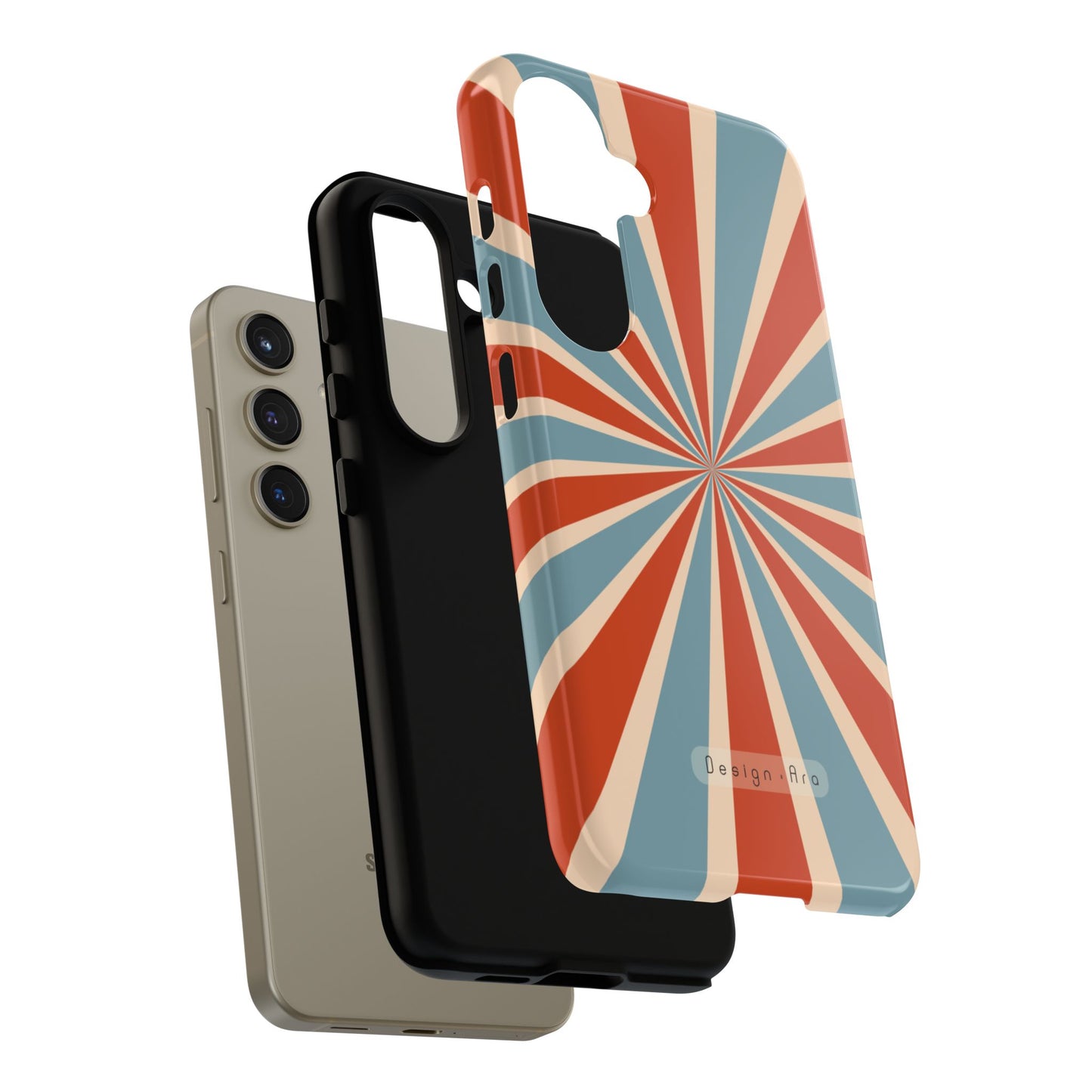Retro Burst červeno-modrý odolný obal na telefon – barevný nárazuvzdorný kryt