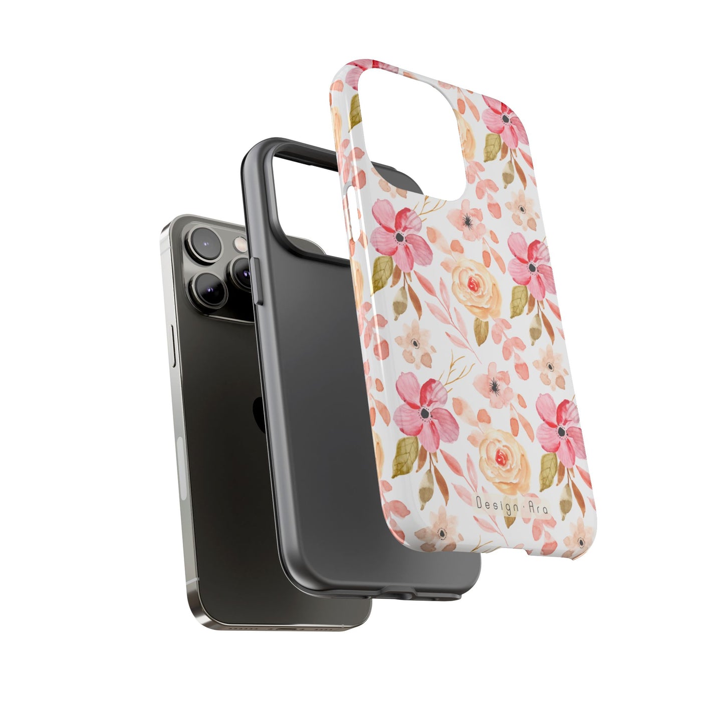 Pevný telefonní kryt s květinovým vzorem a elegantním designem