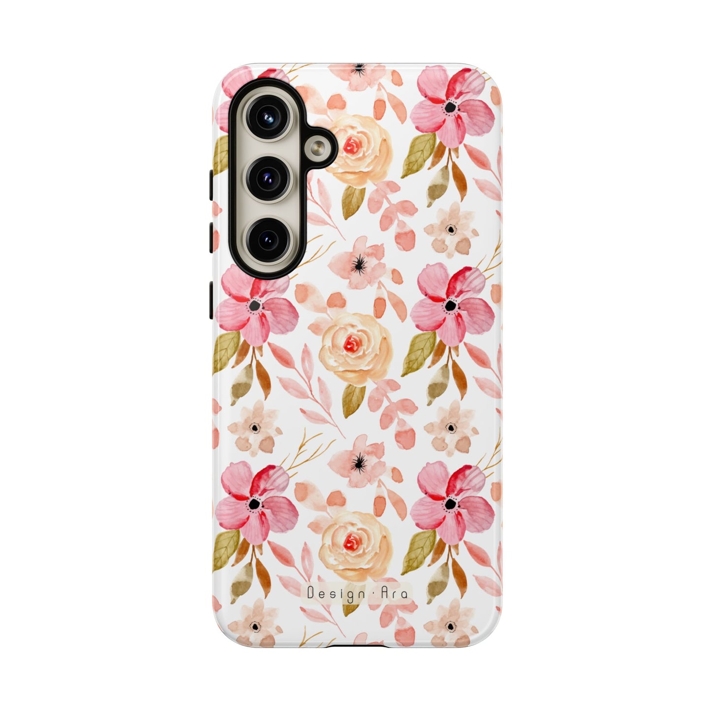 Pevný telefonní kryt s květinovým vzorem a elegantním designem