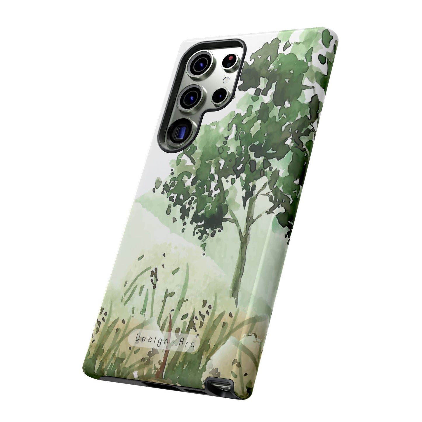 Odolný přírodní obal na telefon – design zelené krajiny