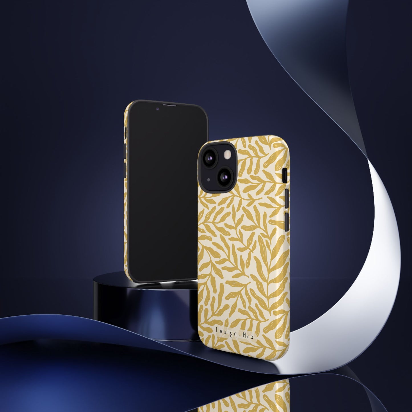 Elegantní květinový odolný telefonní kryt – Pevná ochrana s listovým designem