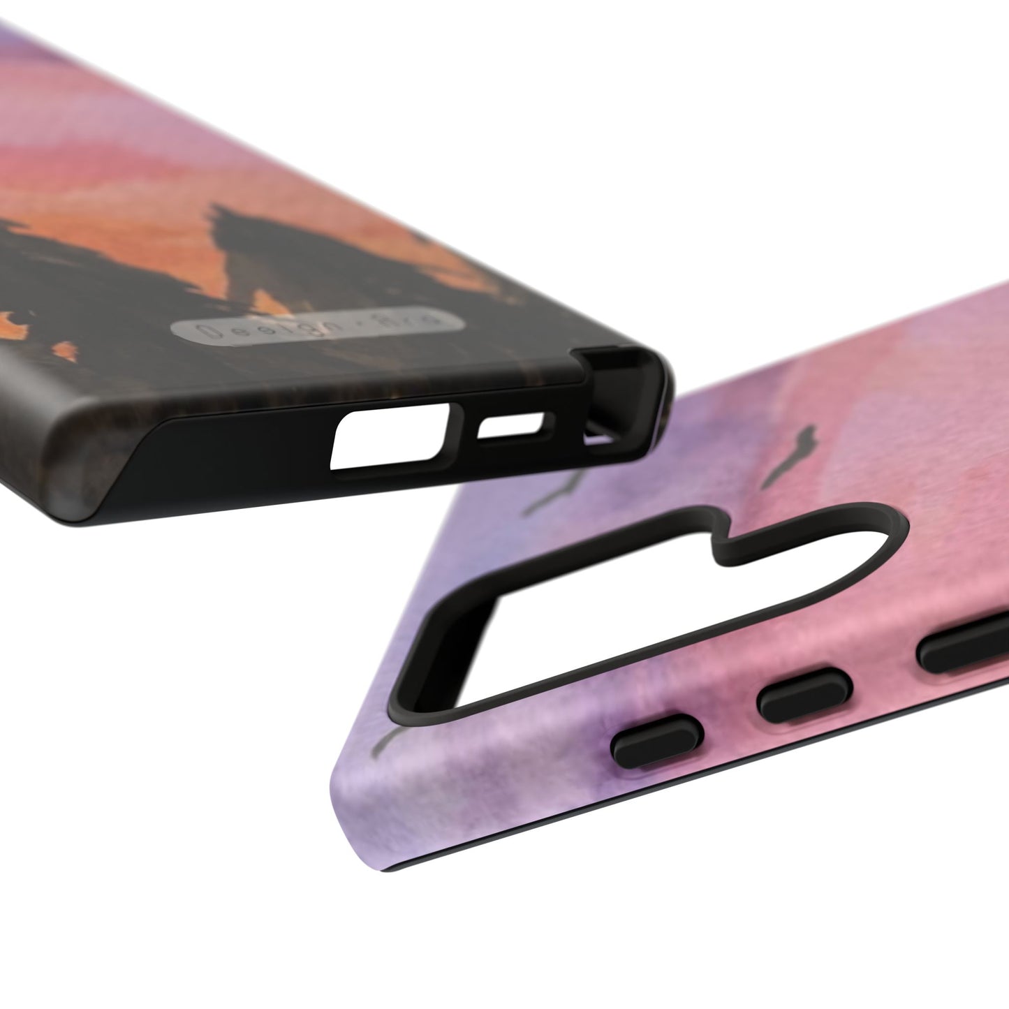 Přírodní obal na telefon – odolné pouzdro s motivem horského západu slunce