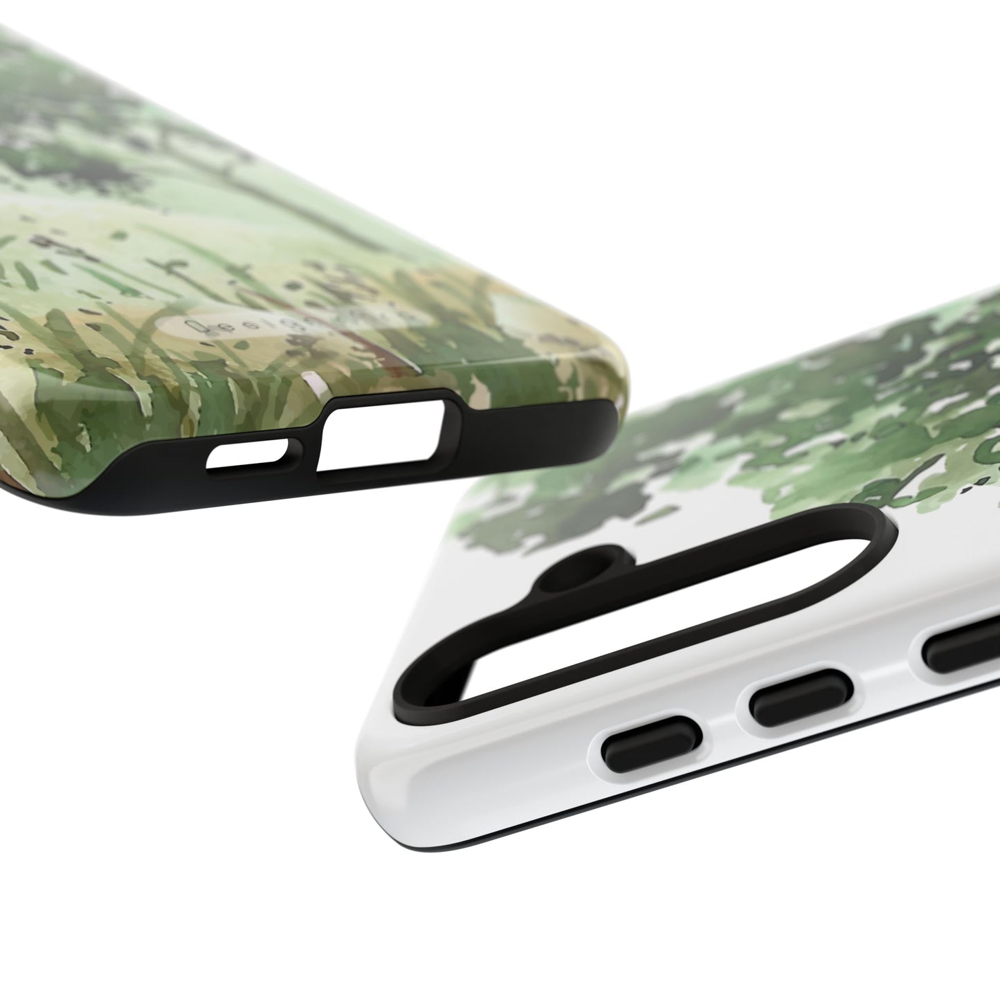 Odolný přírodní obal na telefon – design zelené krajiny