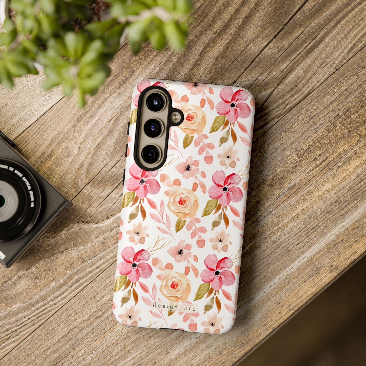 Pevný telefonní kryt s květinovým vzorem a elegantním designem