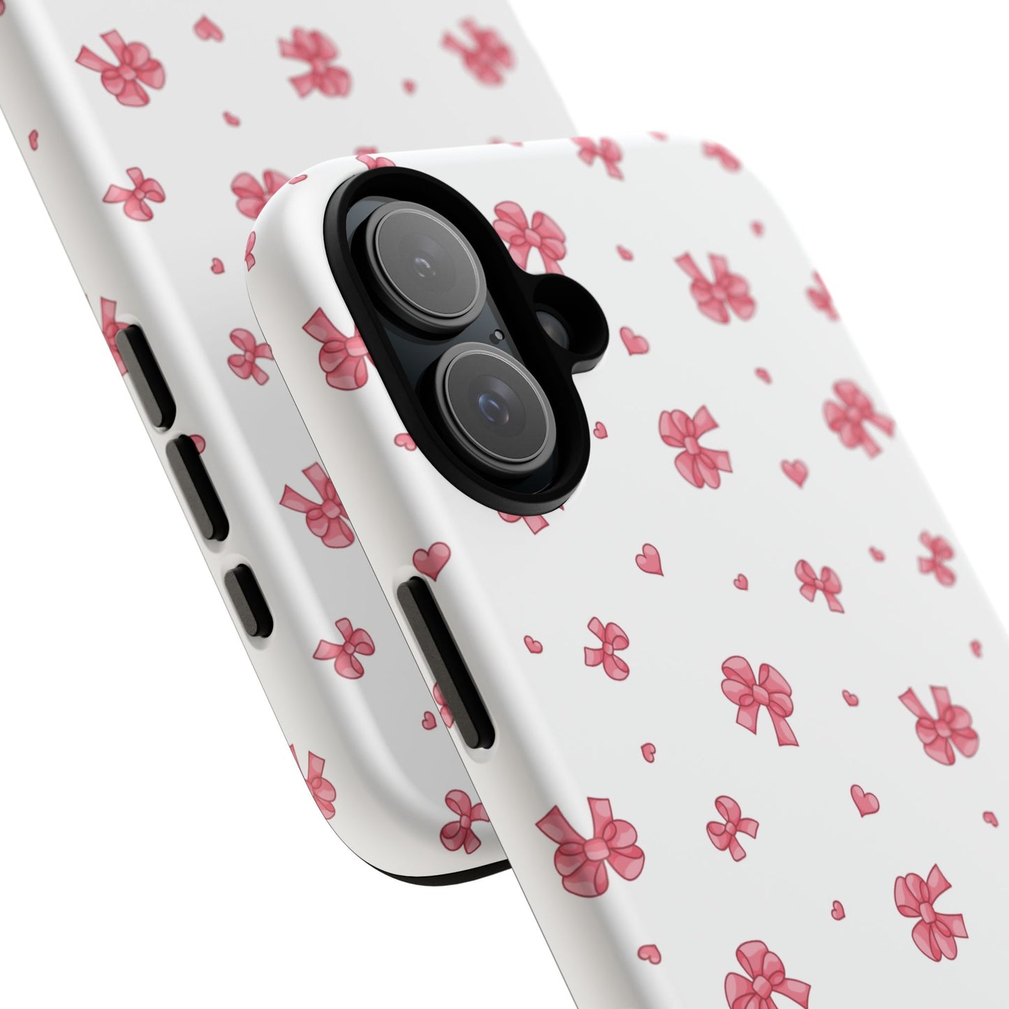 Kryt na iPhone s roztomilými růžovými mašlemi – odolný obal, dárek k narozeninám, stylový doplněk, květinový kryt na telefon, tip na Valentýna