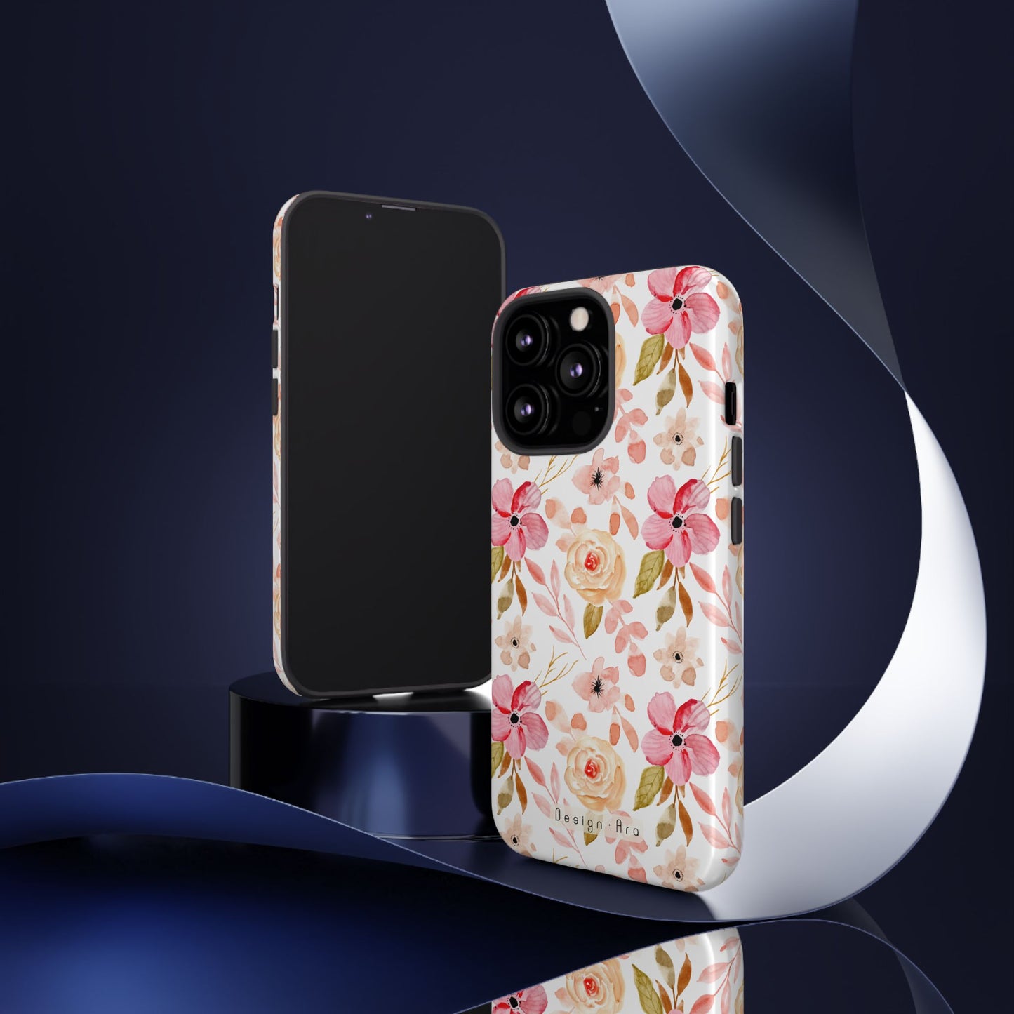 Pevný telefonní kryt s květinovým vzorem a elegantním designem