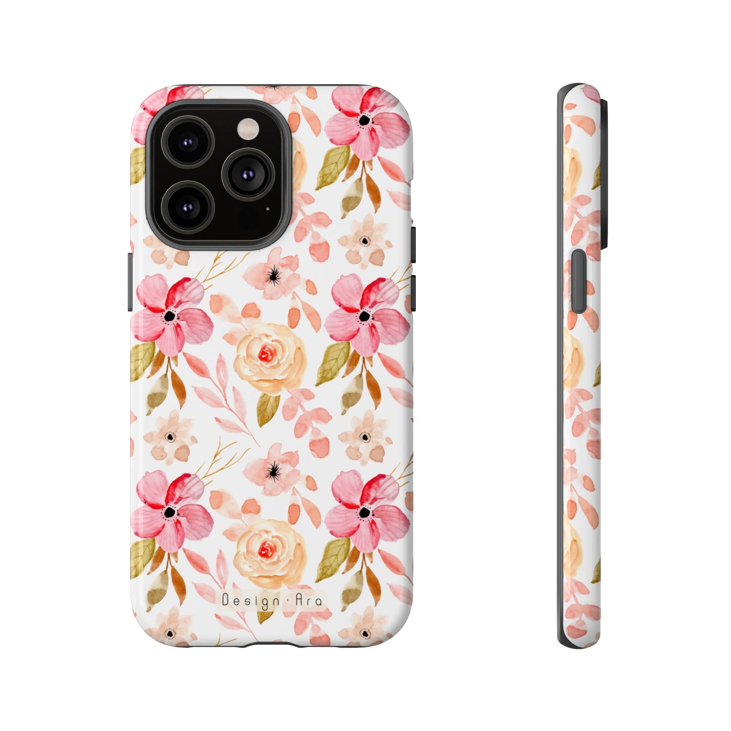 Pevný telefonní kryt s květinovým vzorem a elegantním designem