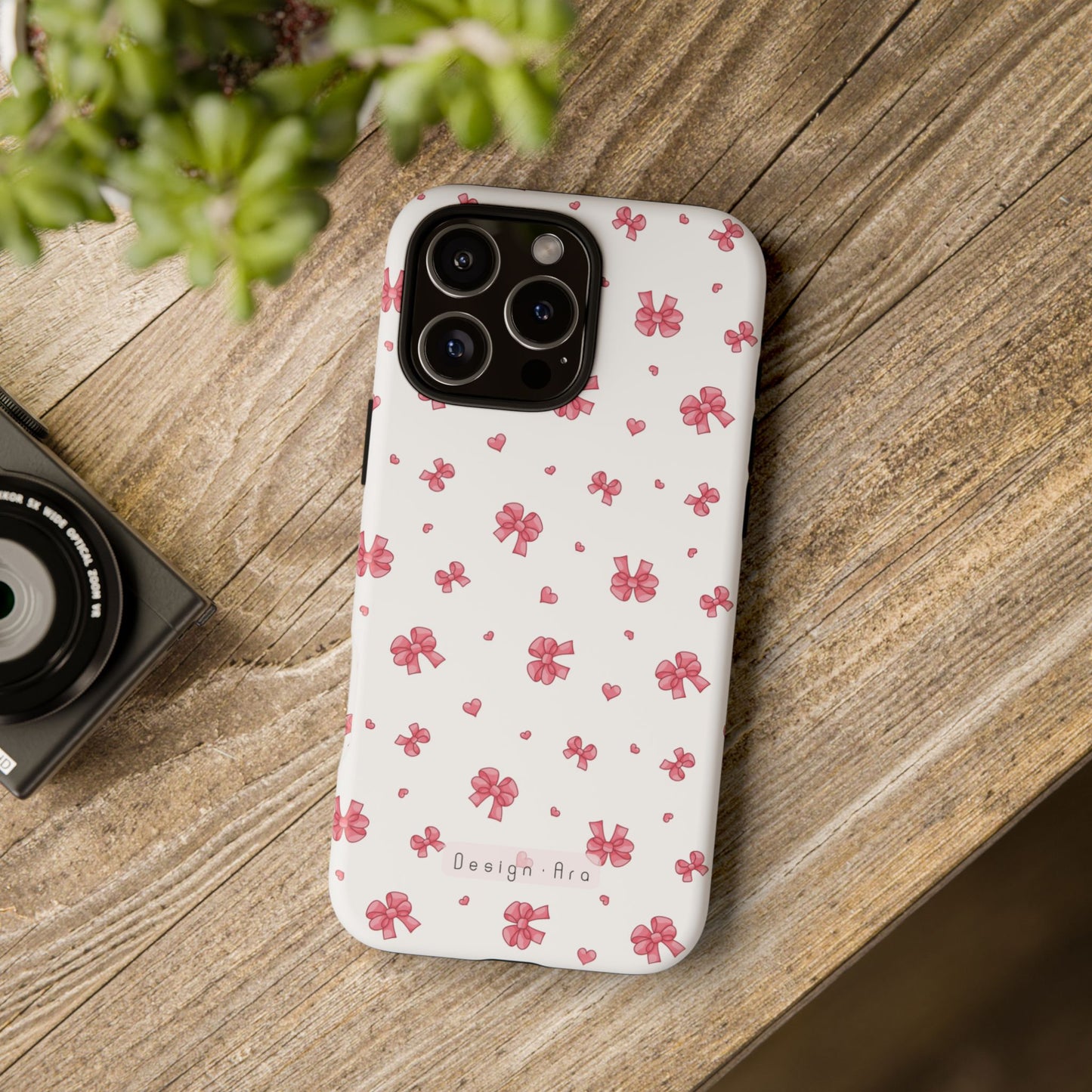 Kryt na iPhone s roztomilými růžovými mašlemi – odolný obal, dárek k narozeninám, stylový doplněk, květinový kryt na telefon, tip na Valentýna