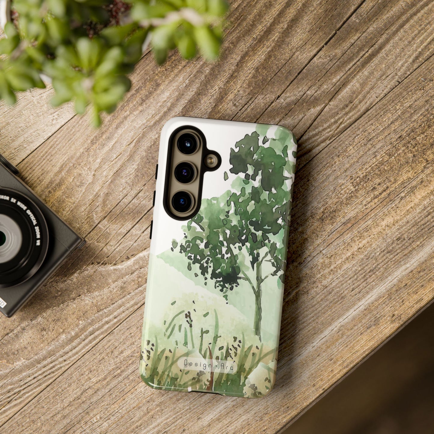 Odolný přírodní obal na telefon – design zelené krajiny