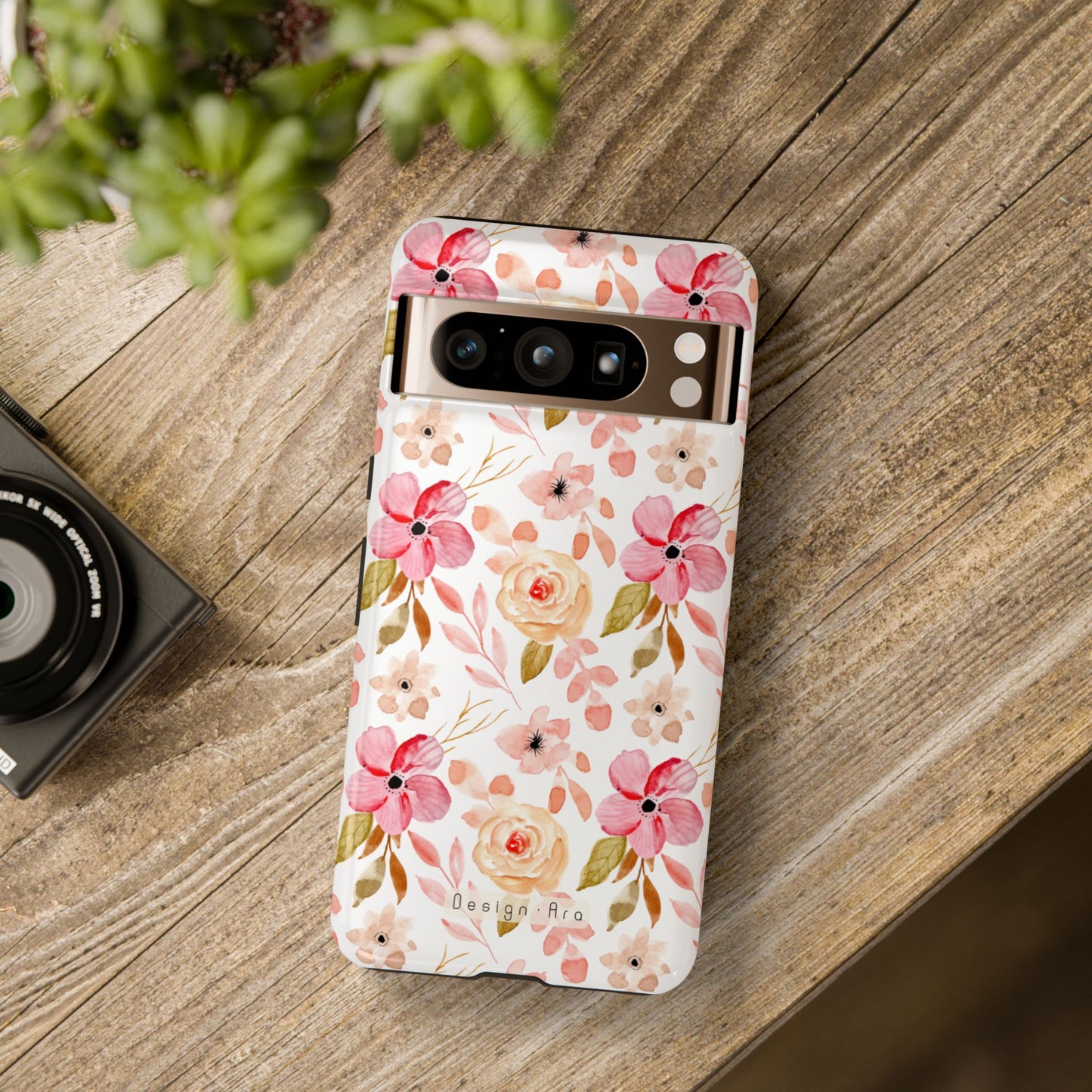 Pevný telefonní kryt s květinovým vzorem a elegantním designem