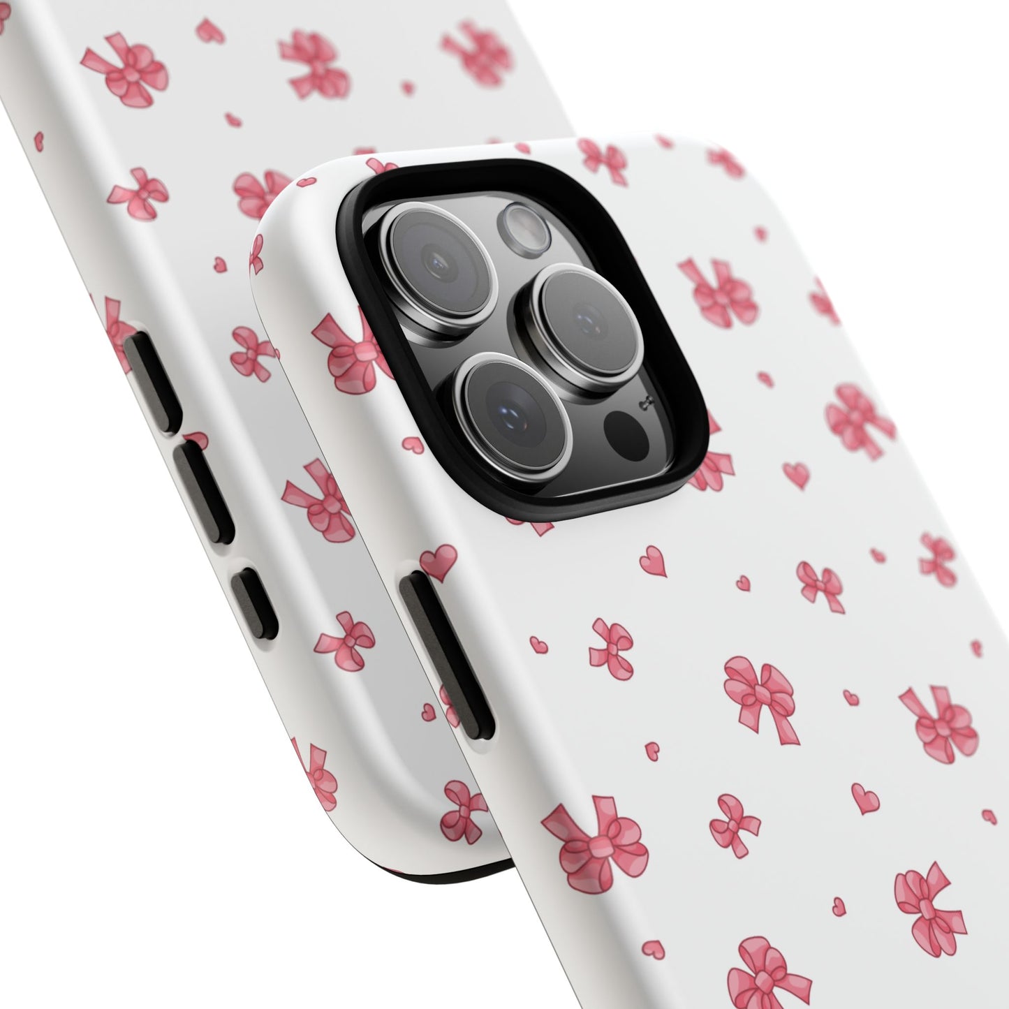 Kryt na iPhone s roztomilými růžovými mašlemi – odolný obal, dárek k narozeninám, stylový doplněk, květinový kryt na telefon, tip na Valentýna