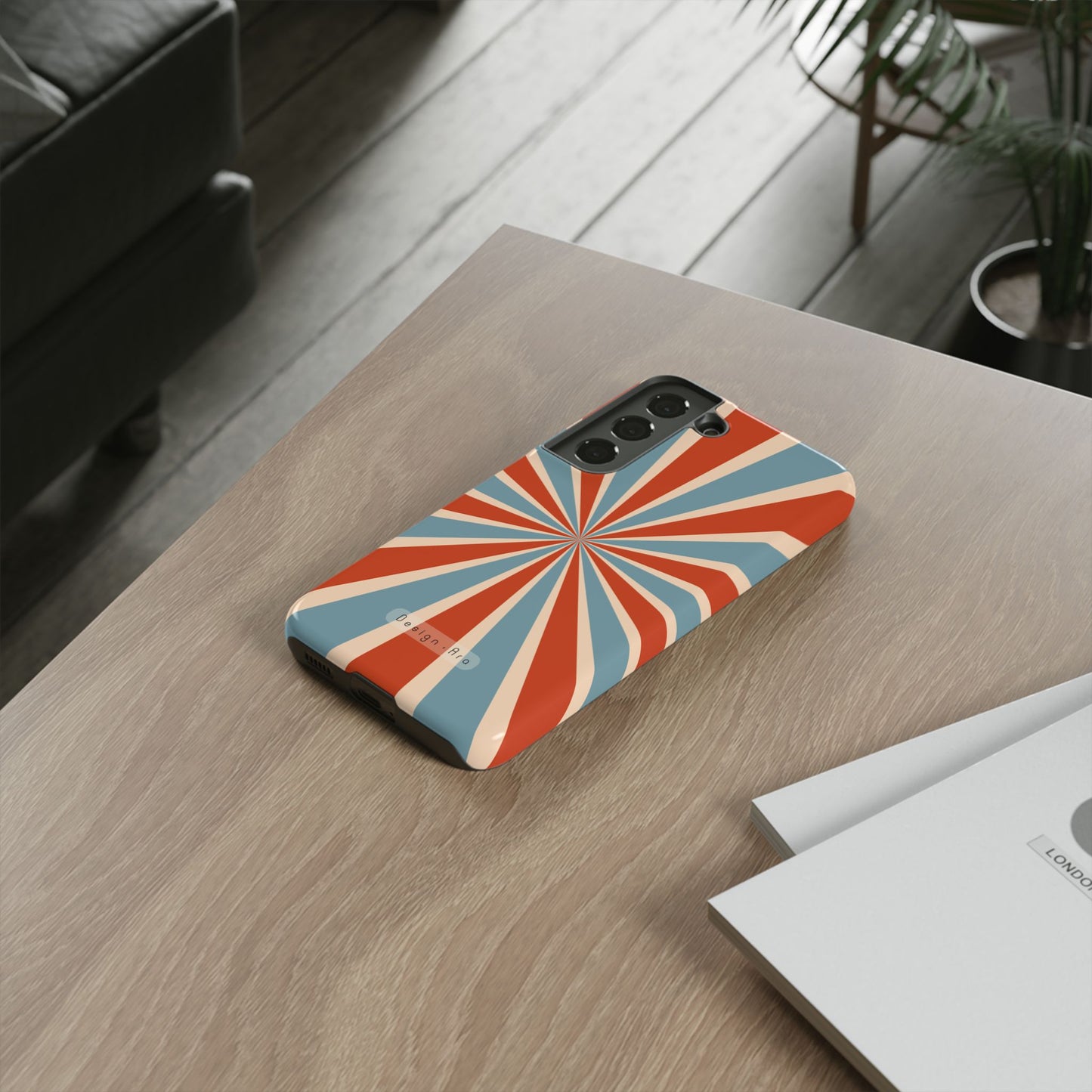 Retro Burst červeno-modrý odolný obal na telefon – barevný nárazuvzdorný kryt