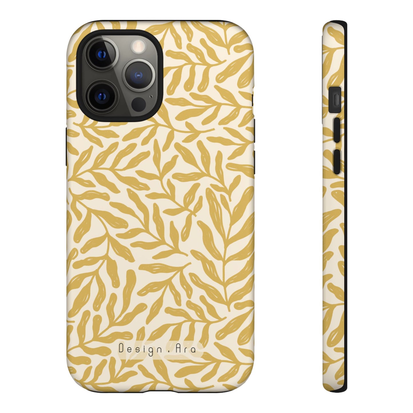 Elegantní květinový odolný telefonní kryt – Pevná ochrana s listovým designem