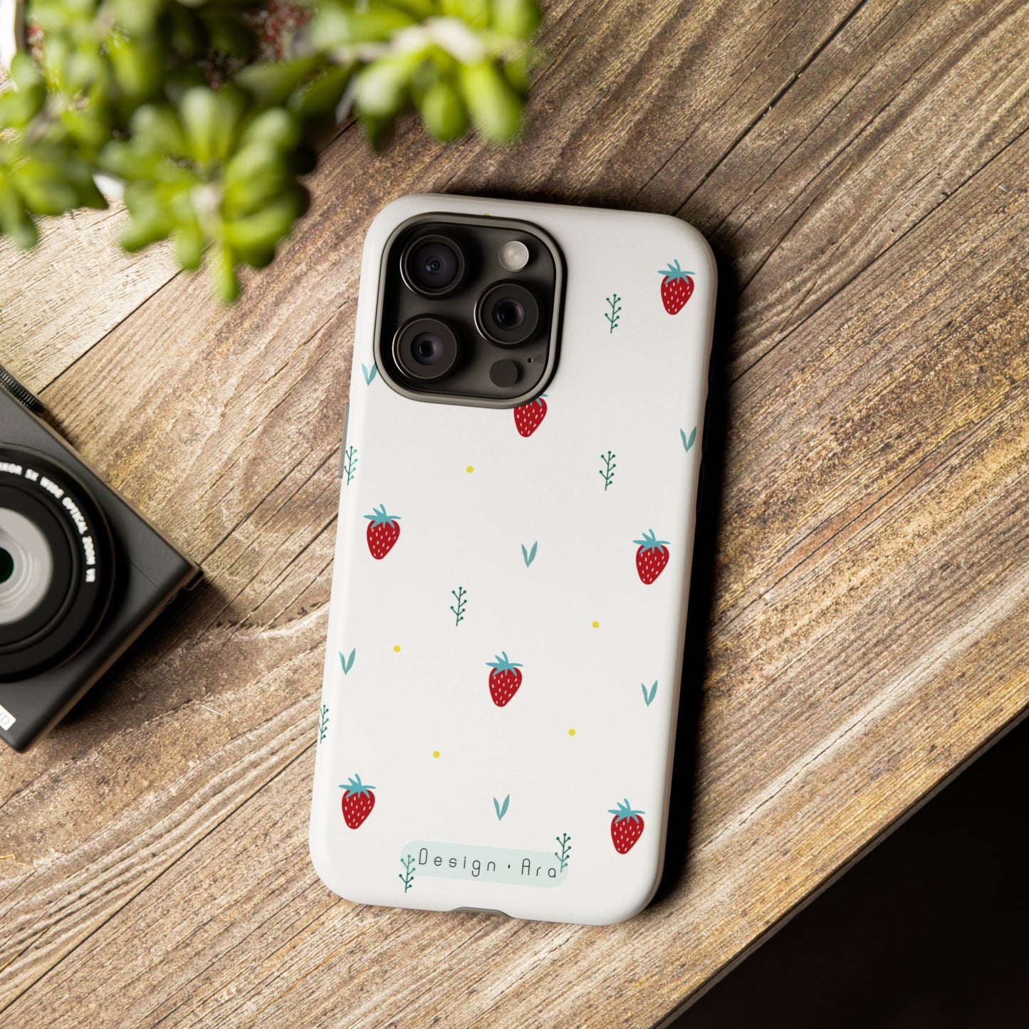 Jahodový design krytu na telefon – odolný a stylový pro milovníky přírody