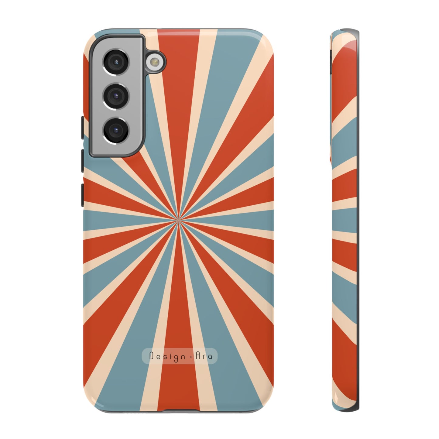 Retro Burst červeno-modrý odolný obal na telefon – barevný nárazuvzdorný kryt