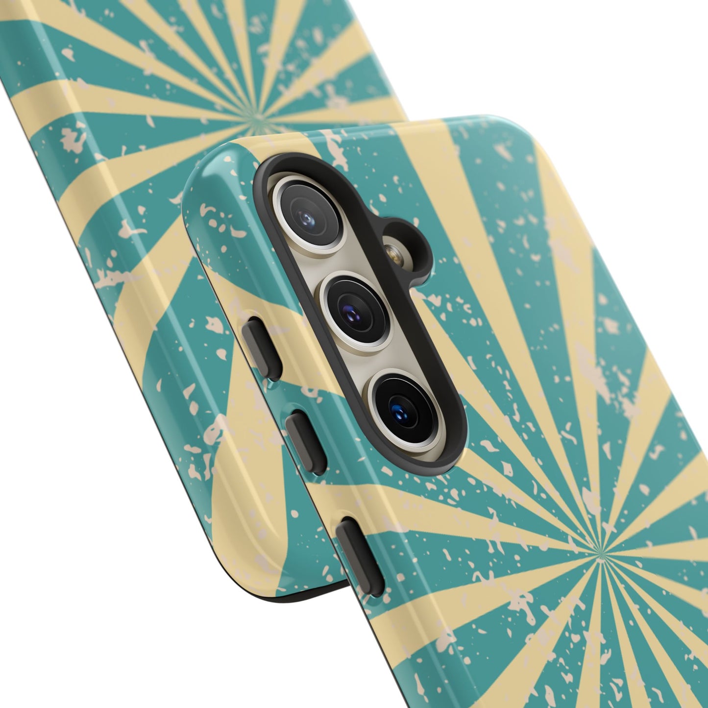 Retro Sunburst tyrkysový obal na telefon – odolný kryt pro spolehlivou ochranu telefonu