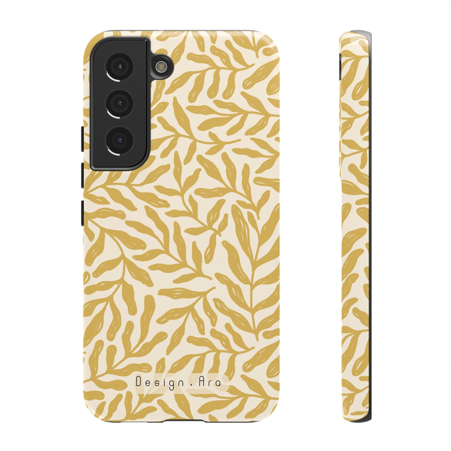 Elegantní květinový odolný telefonní kryt – Pevná ochrana s listovým designem