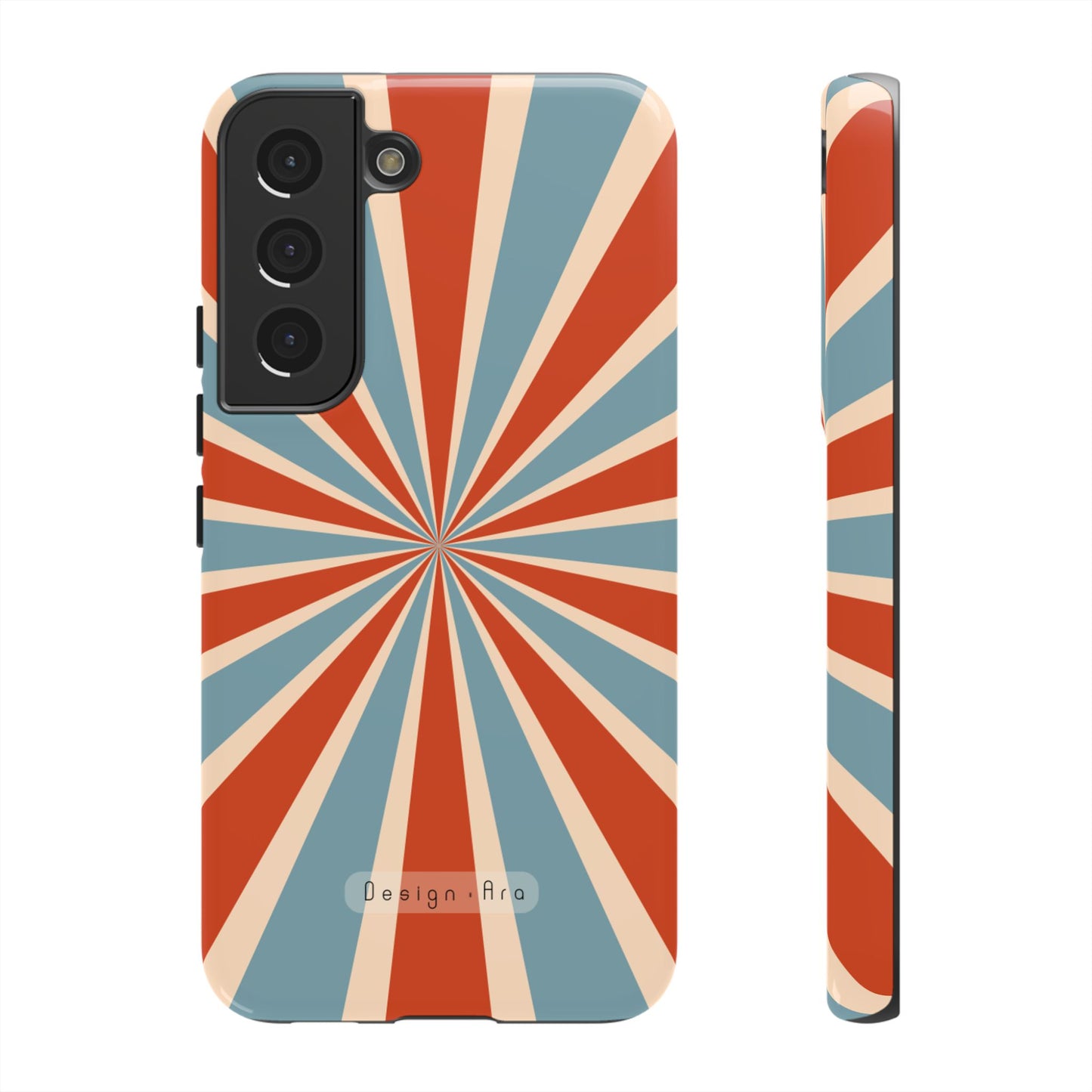 Retro Burst červeno-modrý odolný obal na telefon – barevný nárazuvzdorný kryt