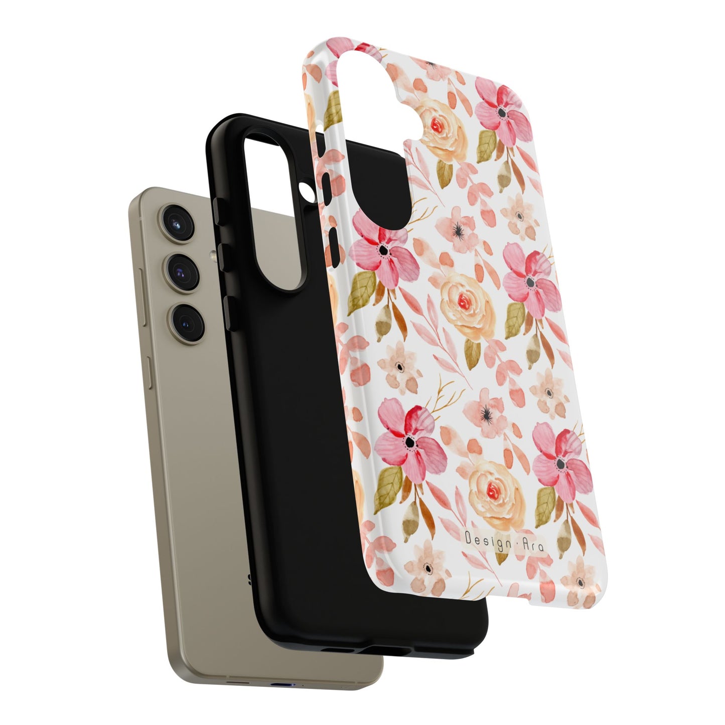 Pevný telefonní kryt s květinovým vzorem a elegantním designem