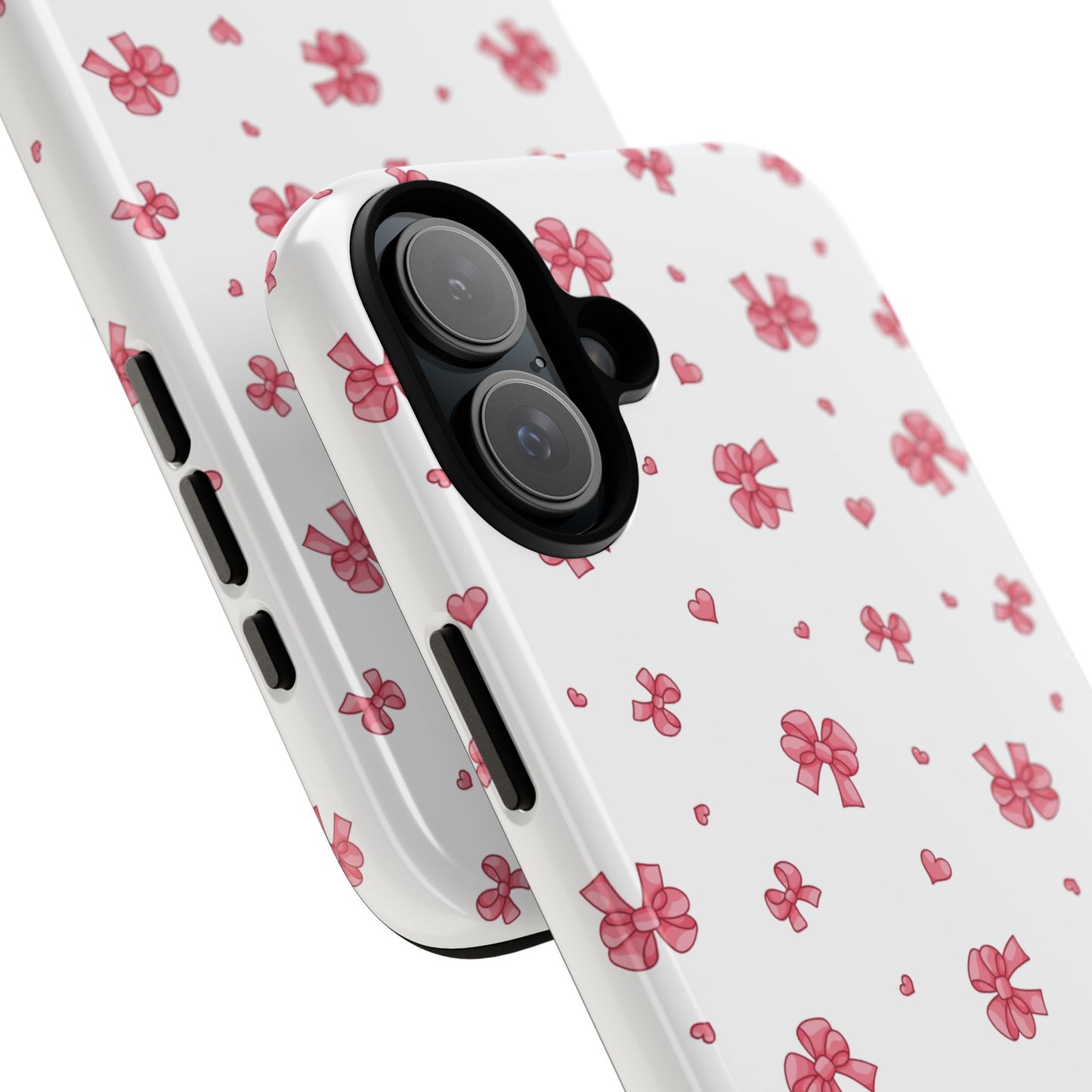 Kryt na iPhone s roztomilými růžovými mašlemi – odolný obal, dárek k narozeninám, stylový doplněk, květinový kryt na telefon, tip na Valentýna