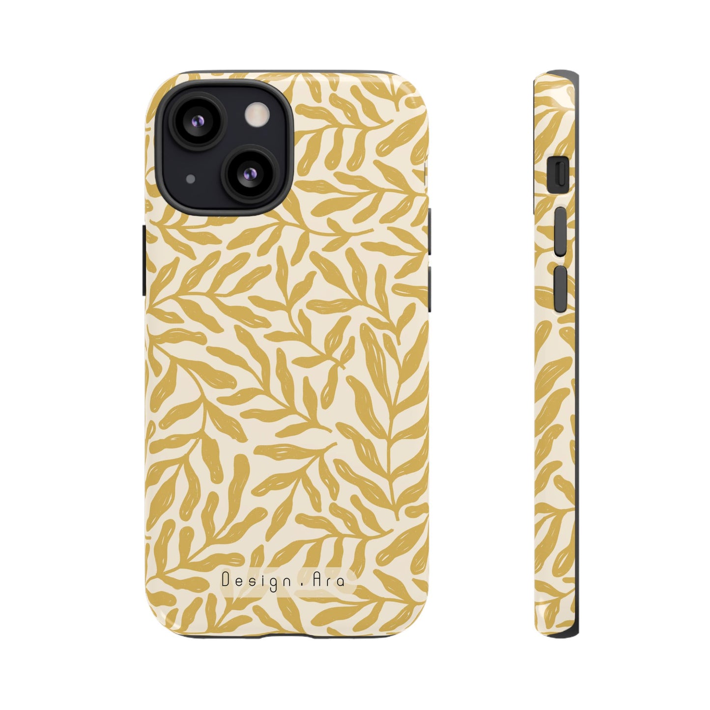 Elegantní květinový odolný telefonní kryt – Pevná ochrana s listovým designem