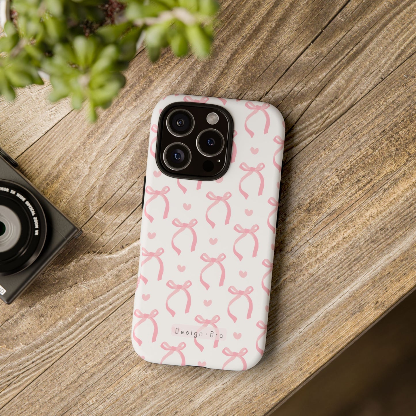Pastelově růžový kryt s mašličkami | Pevný obal na telefon | Tip na dárek