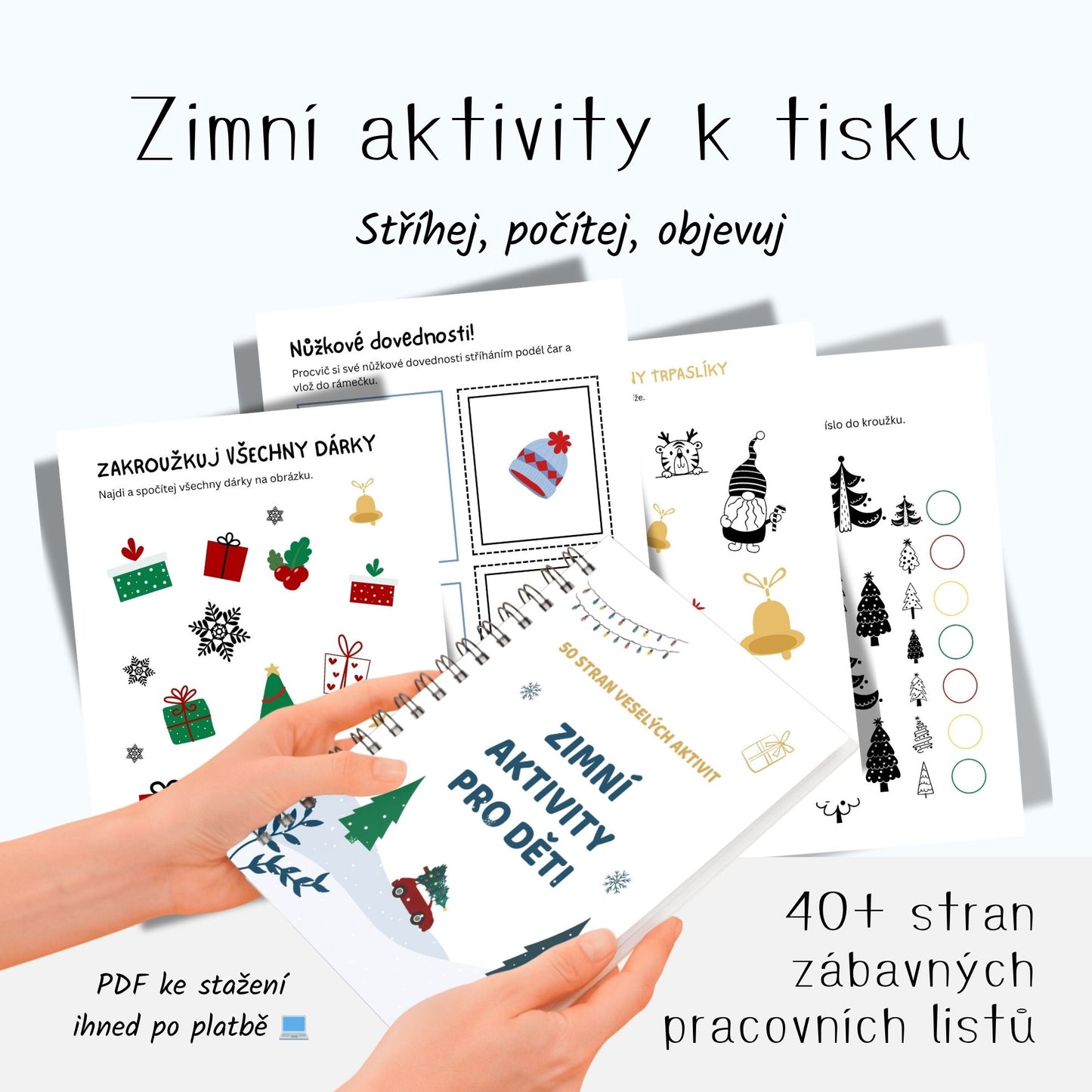Zimní aktivity pro děti – 40+ veselých listů k tisku 🎄❄️