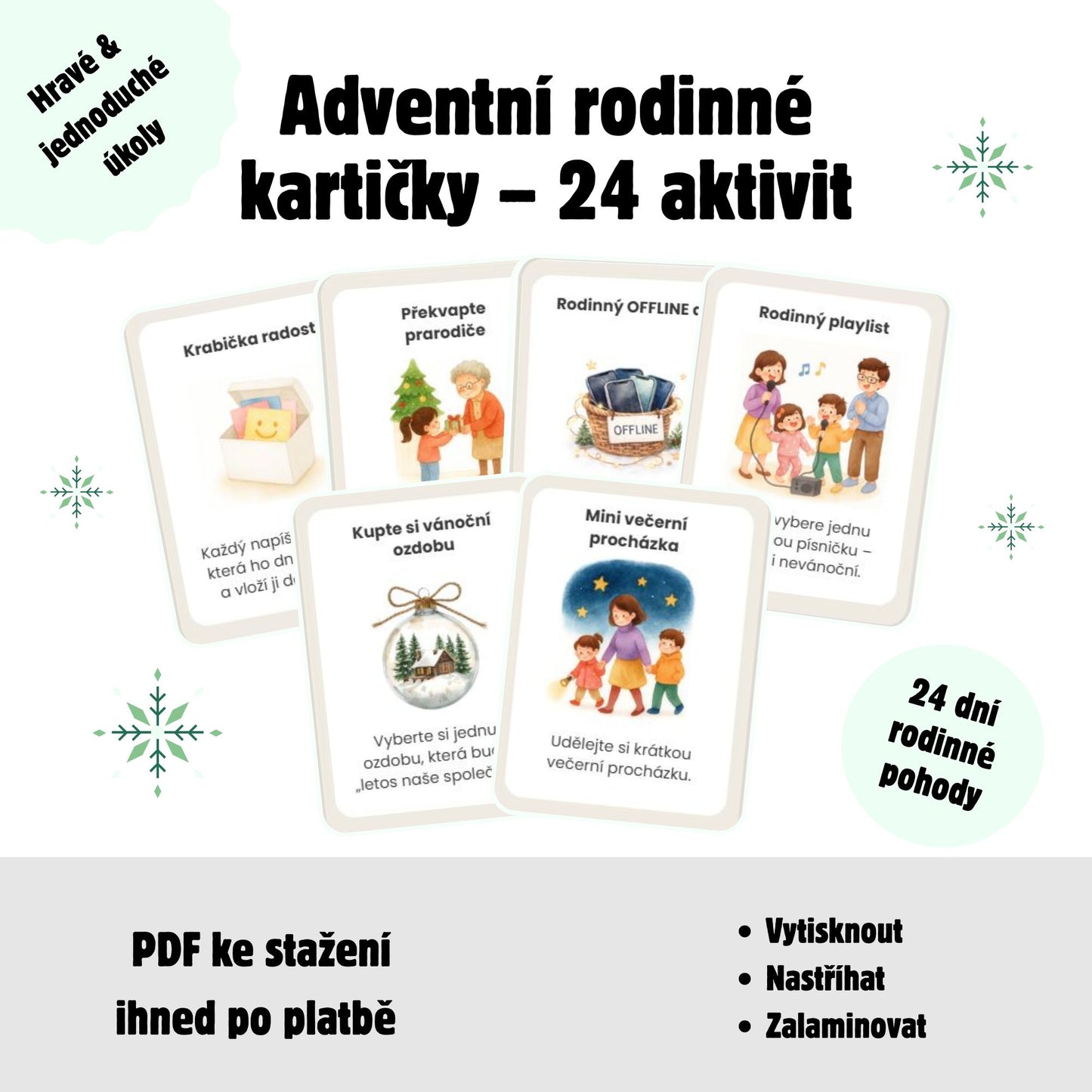 Adventní rodinné kartičky – 24 zimních aktivit do Vánoc