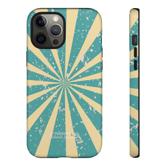 Retro Sunburst tyrkysový obal na telefon – odolný kryt pro spolehlivou ochranu telefonu