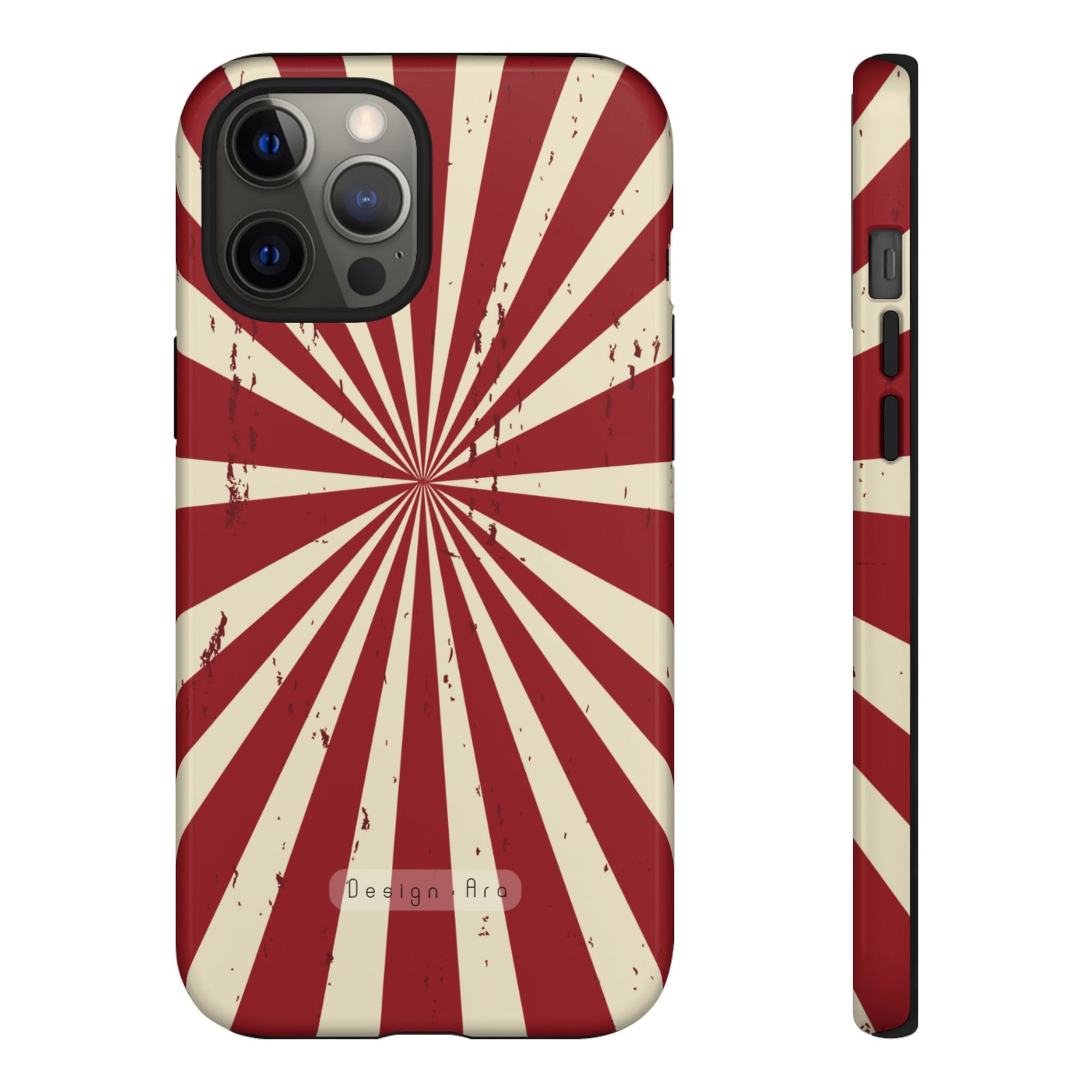Retro obal na telefon s vintage sunburst designem pro stylovou ochranu