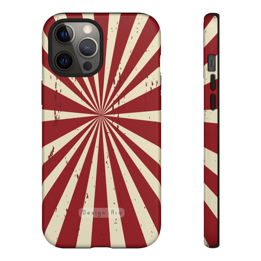 Retro obal na telefon s vintage sunburst designem pro stylovou ochranu