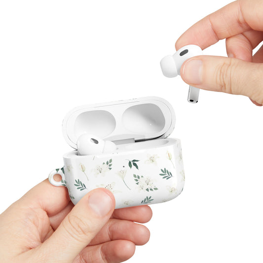 Květinové pouzdro na AirPods – Elegantní design s bílými květy