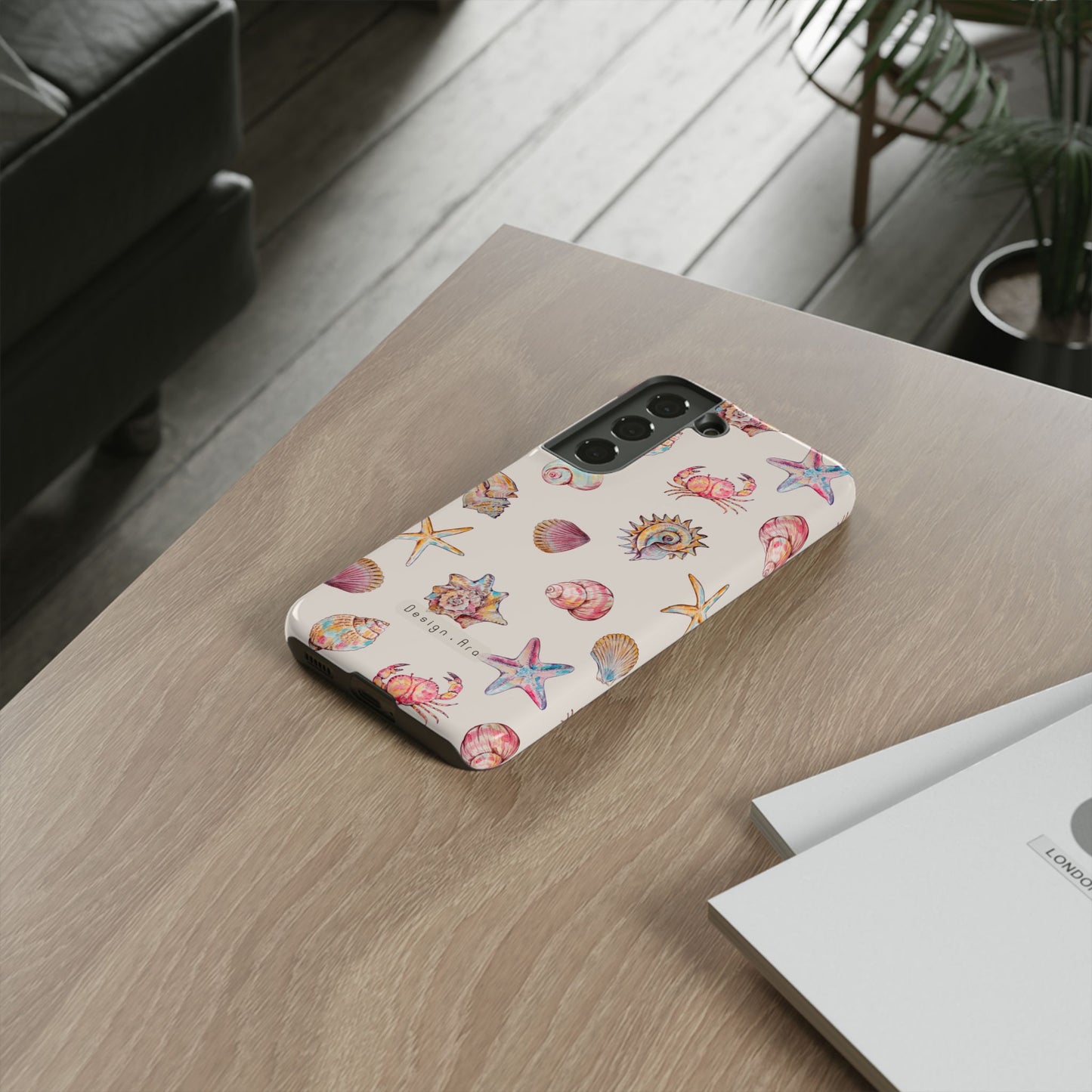 Pevný kryt na telefon s motivem mušlí – přímořský styl pro milovníky pláže