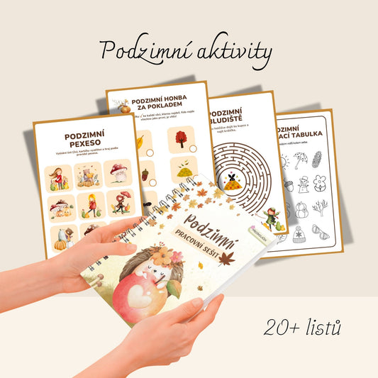 Podzimní sešit aktivit pro děti (20+ listů, PDF ke stažení)